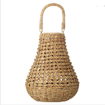 Outside The Box 19" Natural Seagrass & Rattan Handled Lantern With Glass Cylinder