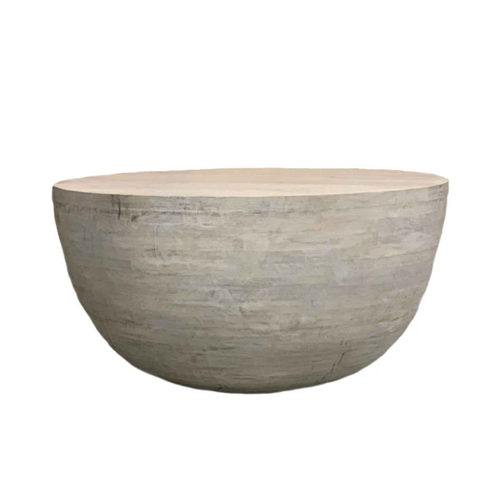 Outside The Box 36x18 Jonathan White Wash Mango Wood Round Coffee Table