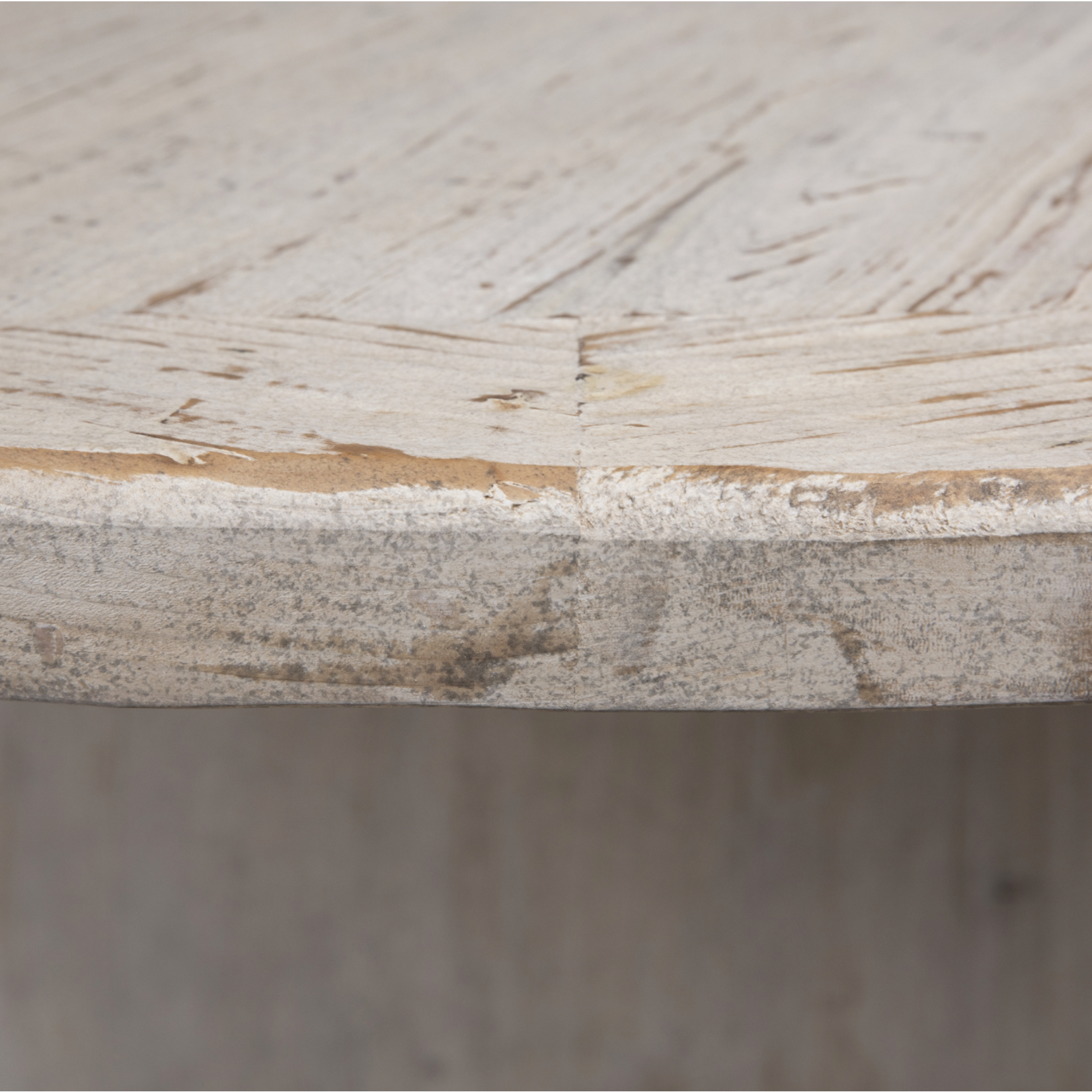 Outside The Box 72" Belize White Wash Reclaimed Pine Wood Round Dining Table