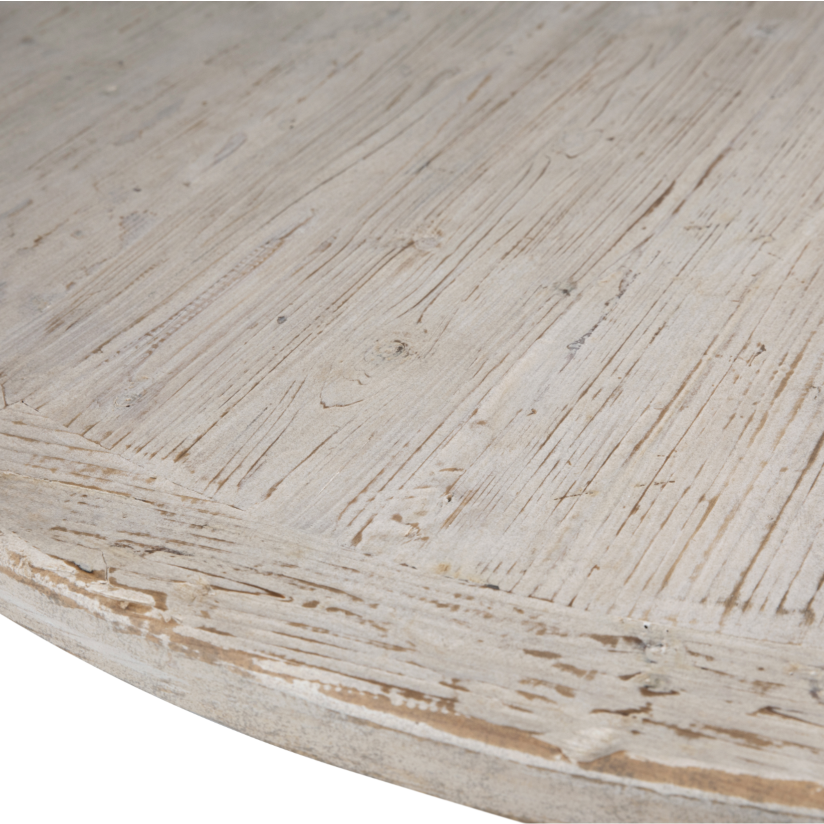 Outside The Box 72" Belize White Wash Reclaimed Pine Wood Round Dining Table