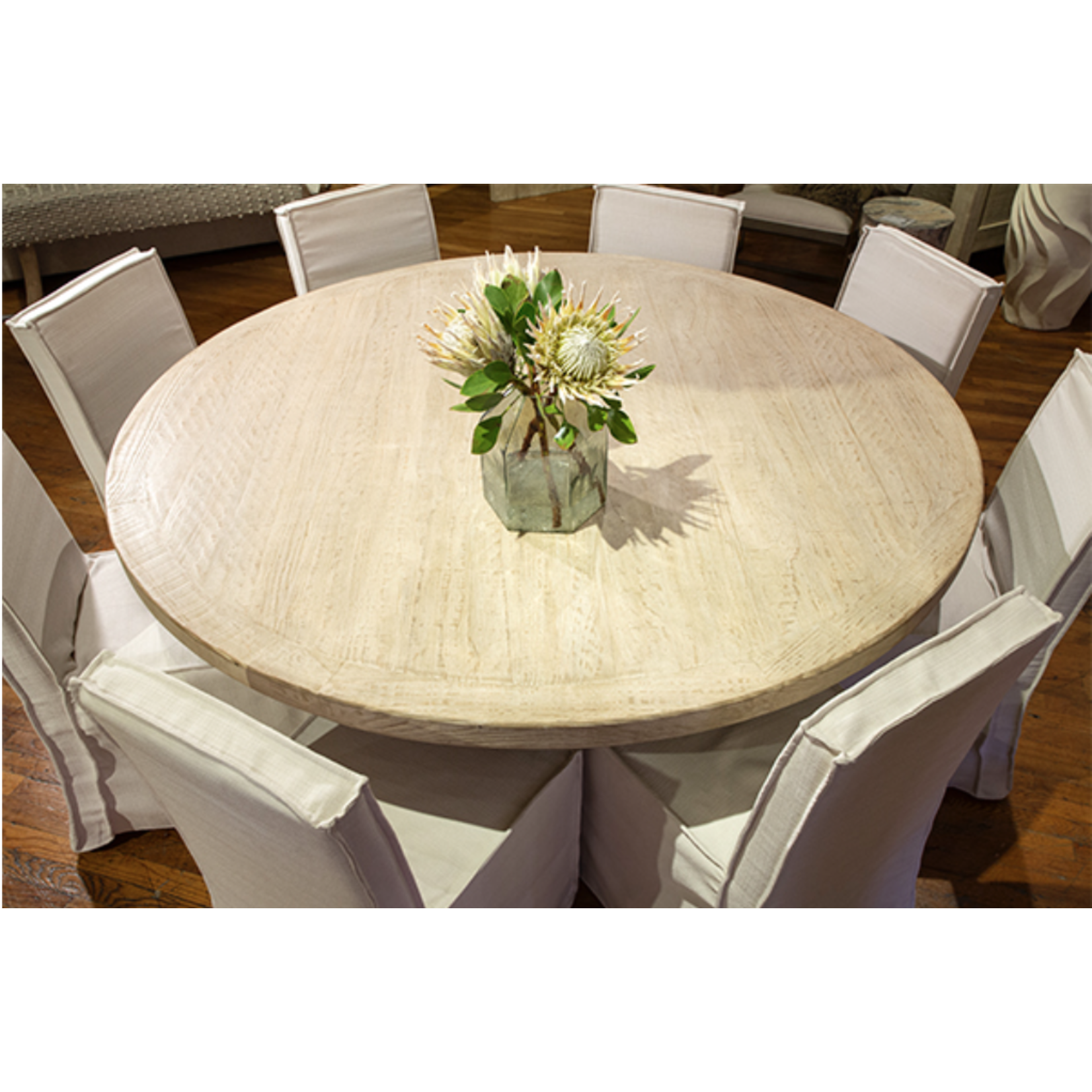 Outside The Box 60" Harley Light Warm Wash Reclaimed Pine Round Dining Table