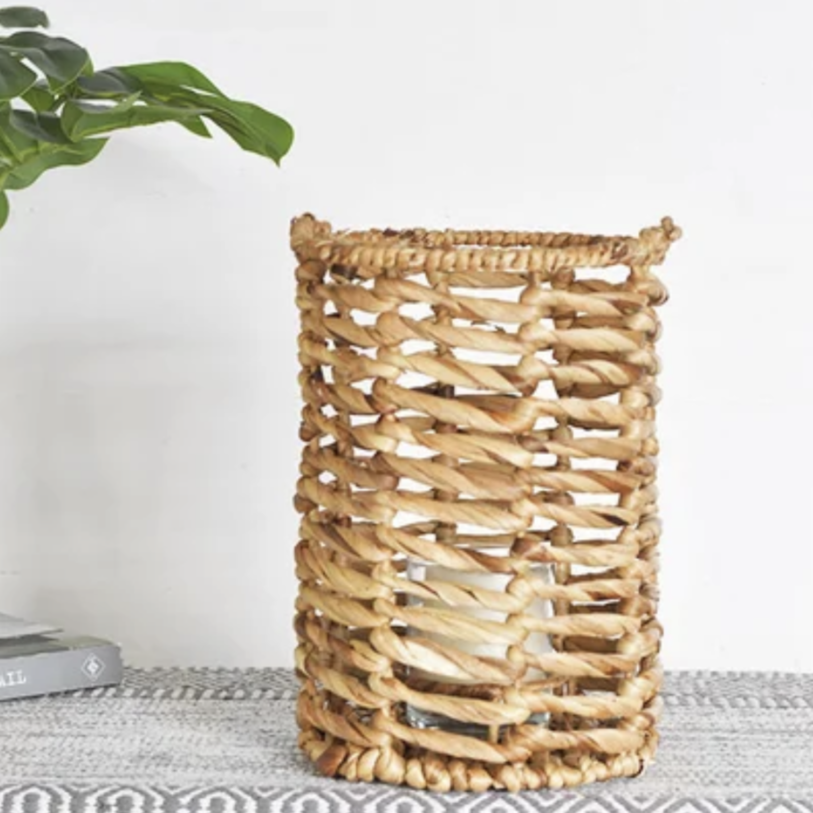 Outside The Box 12" Natural Hyacinth Woven Lantern