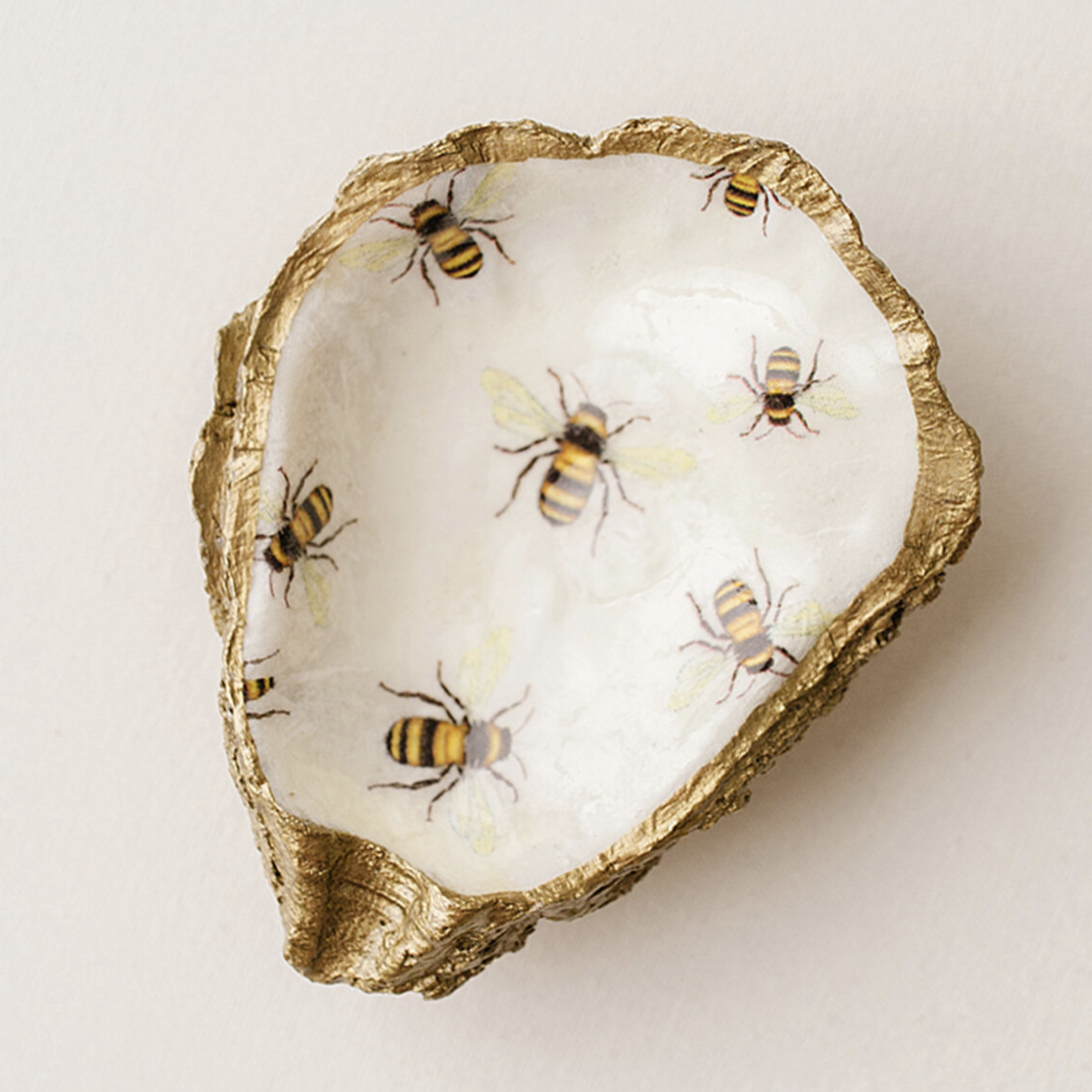 Outside The Box Bee Love Decoupage Oyster Jewelry Dish