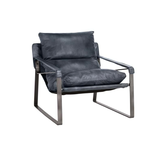Outside The Box Morgan Blue Top Grain Leather Accent Chair