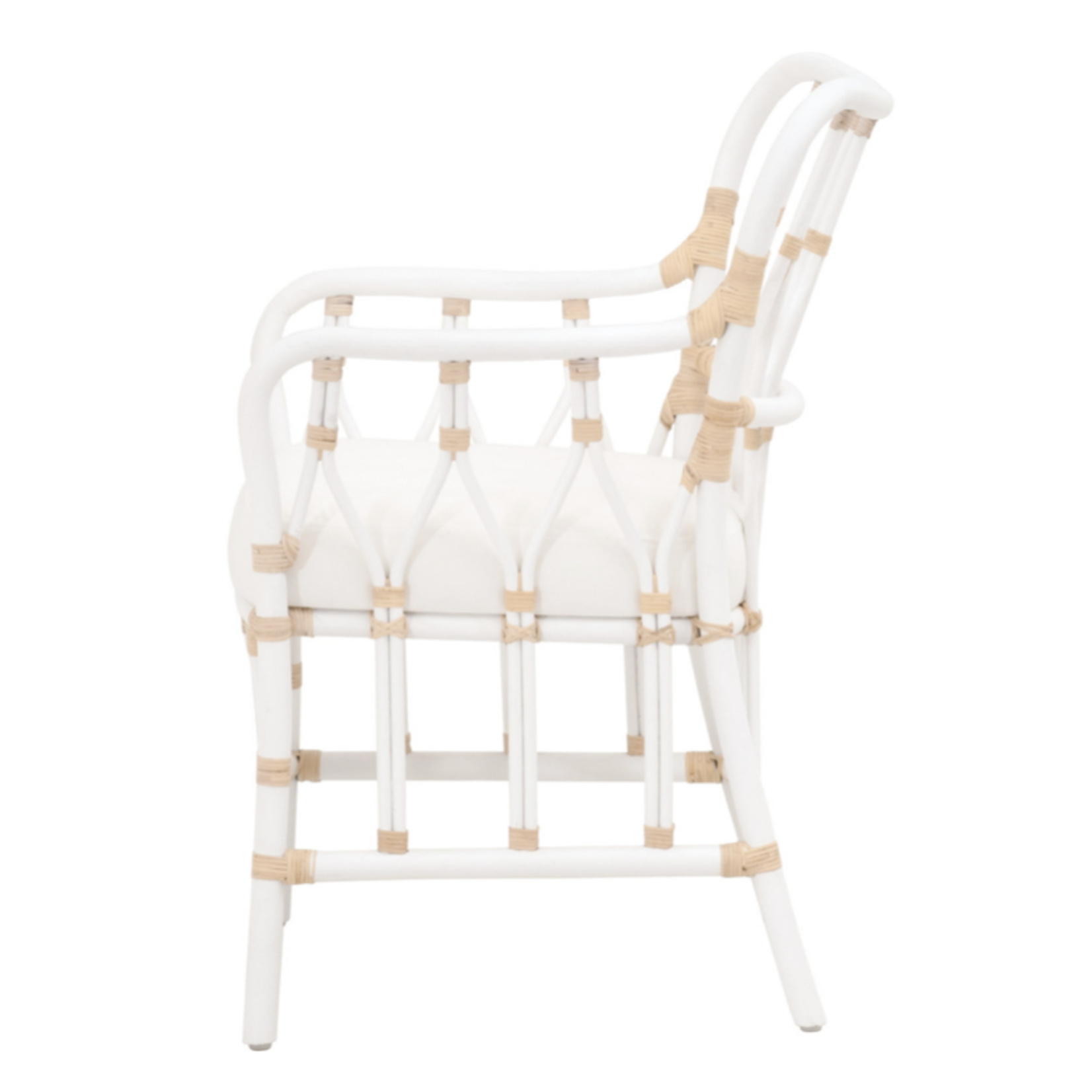 Outside The Box Caprice White Rattan Arm Dining Chair