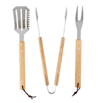 Outside The Box 18" Set Of 3 BBQ Tools Stainless Steel & Wood