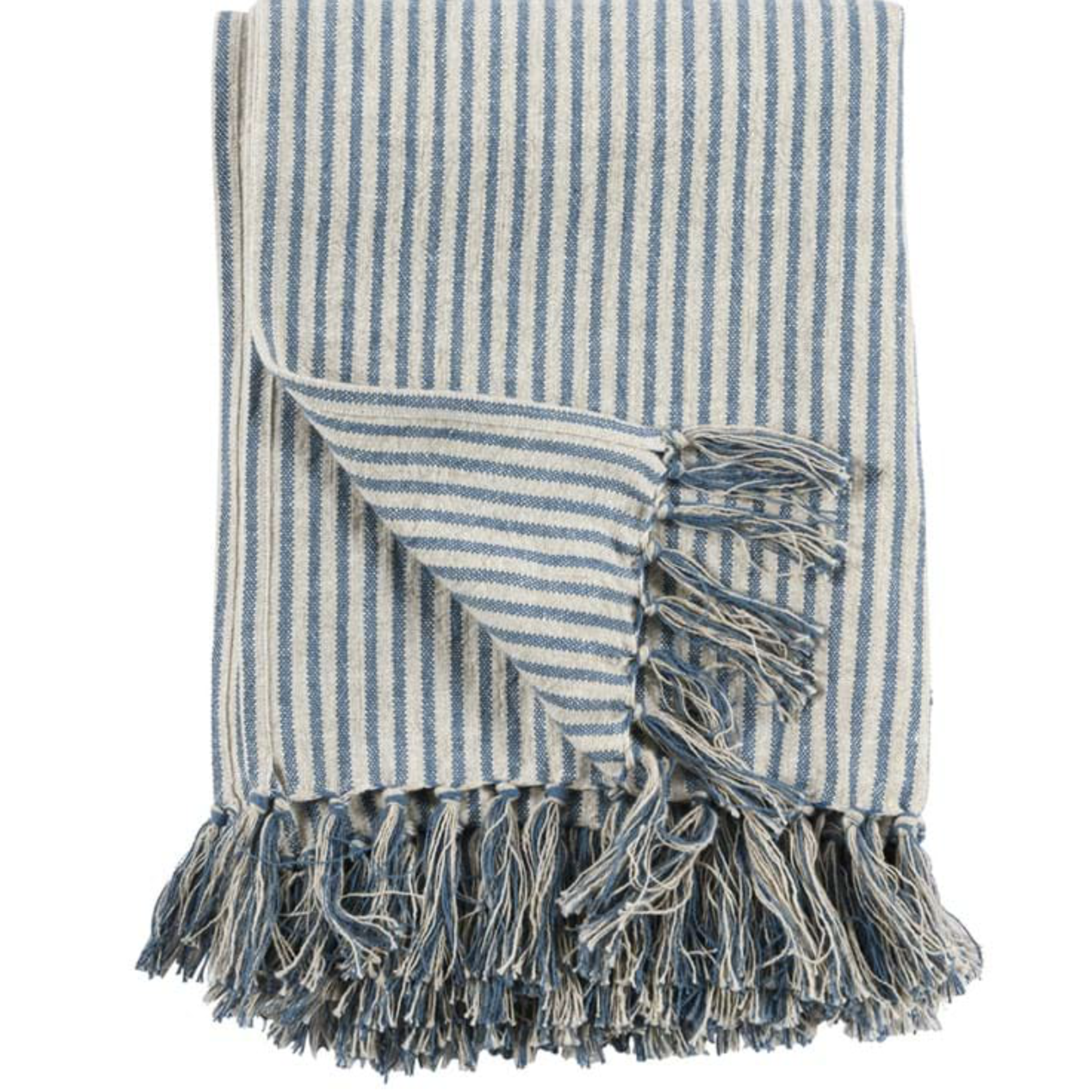 Outside The Box 70x50 TC Balboa Blue & Natural Linen/Cotton Blend Throw Blanket