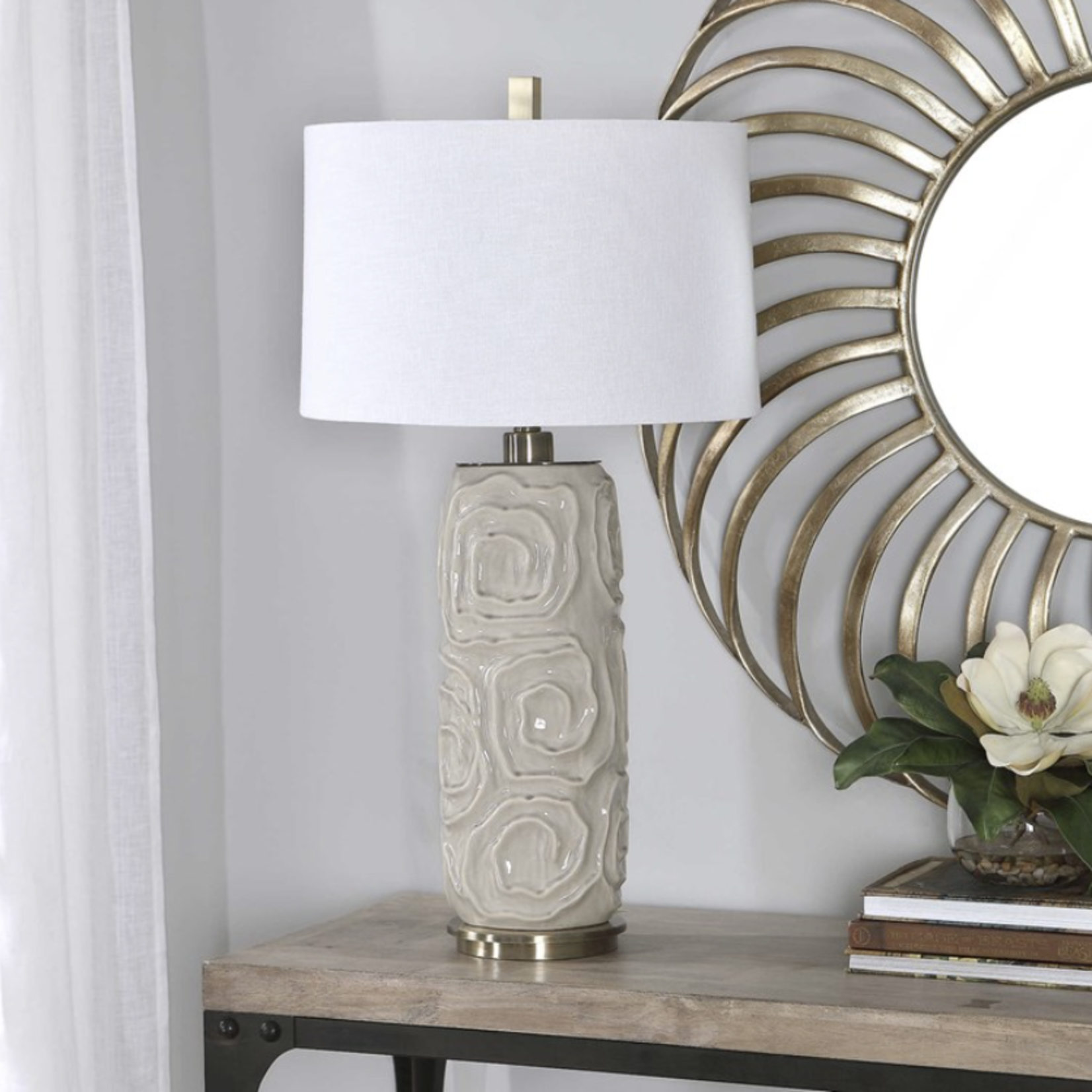 Outside The Box 34" Uttermost Zade Light Gray Ceramic Table Lamp