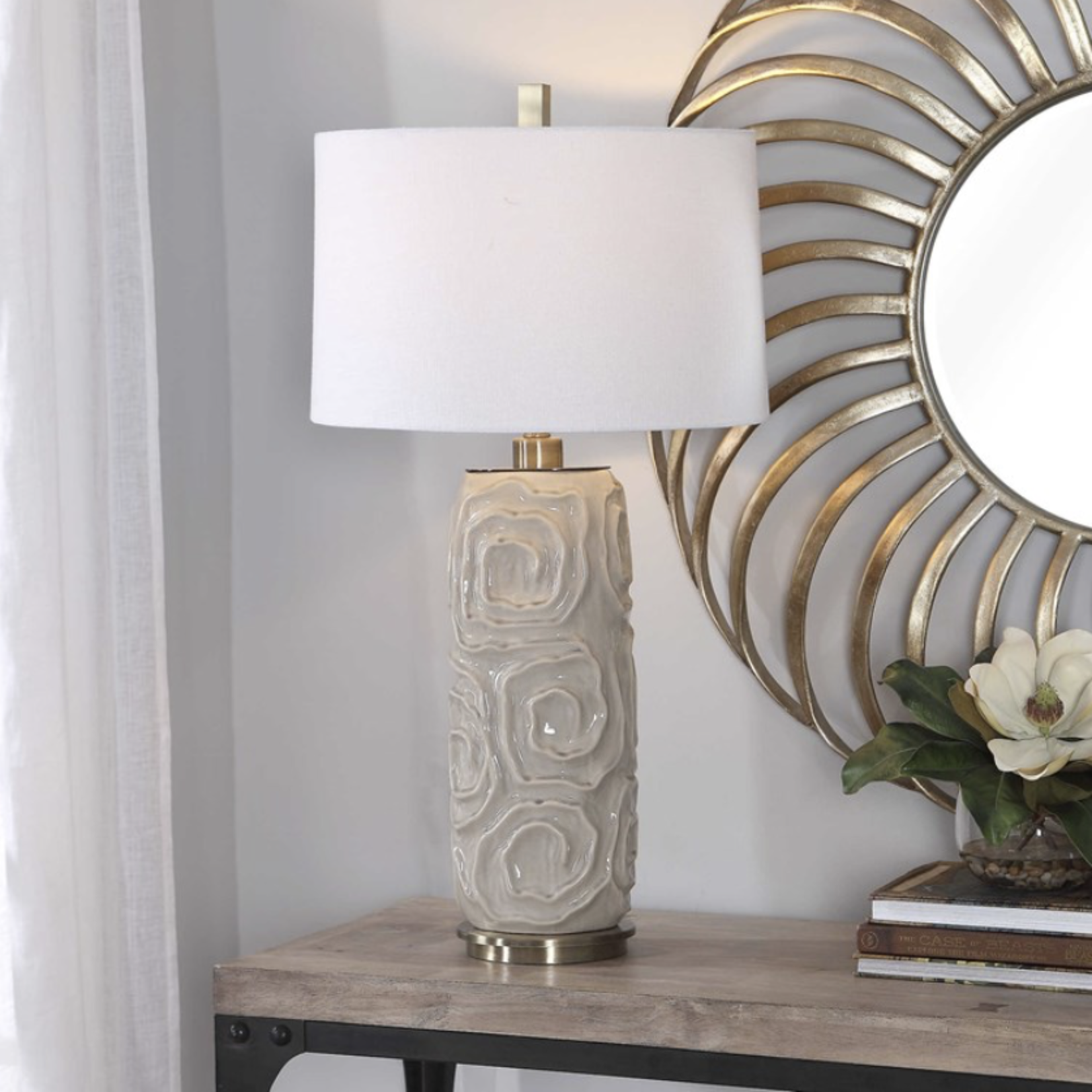 Outside The Box 34" Uttermost Zade Light Gray Ceramic Table Lamp