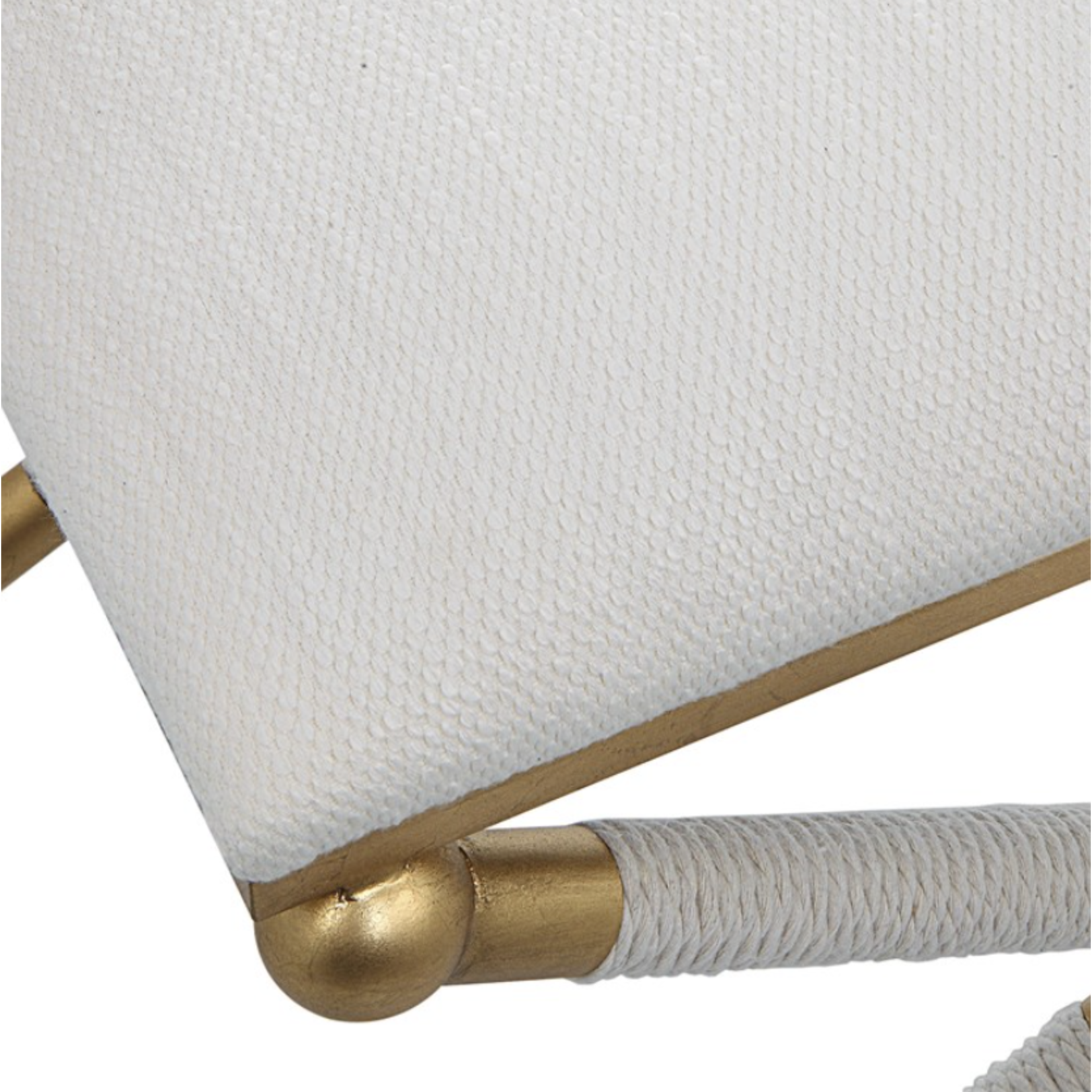 Outside The Box 24x17x20 Socialite White Performance Fabric & Brass Leaf Bench