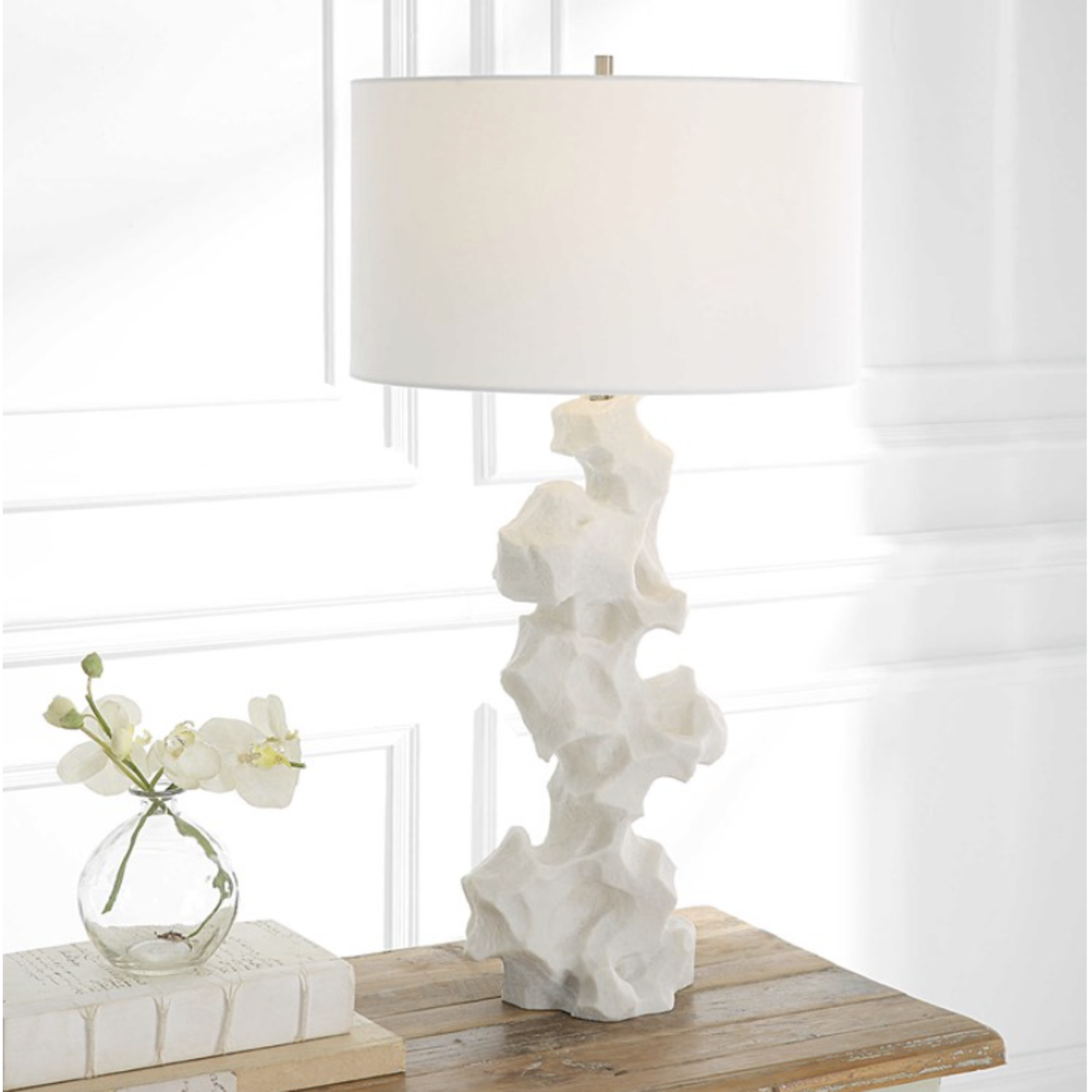 Outside The Box 32" Uttermost Remmant White Handcrafted Stone Table Lamp