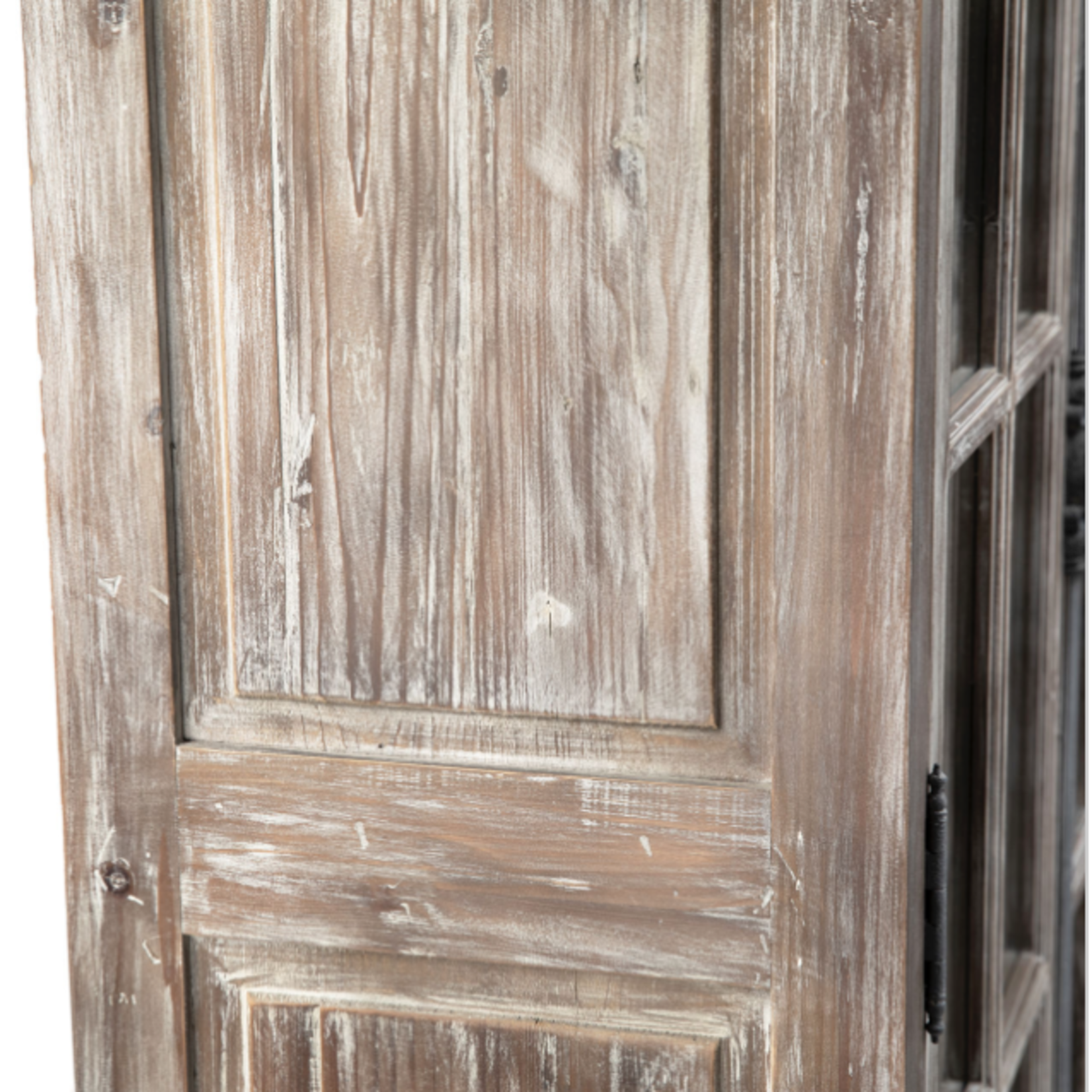 Outside The Box 91x19x49 Vincent Vitrine White Wash Reclaimed Pine French Cabinet