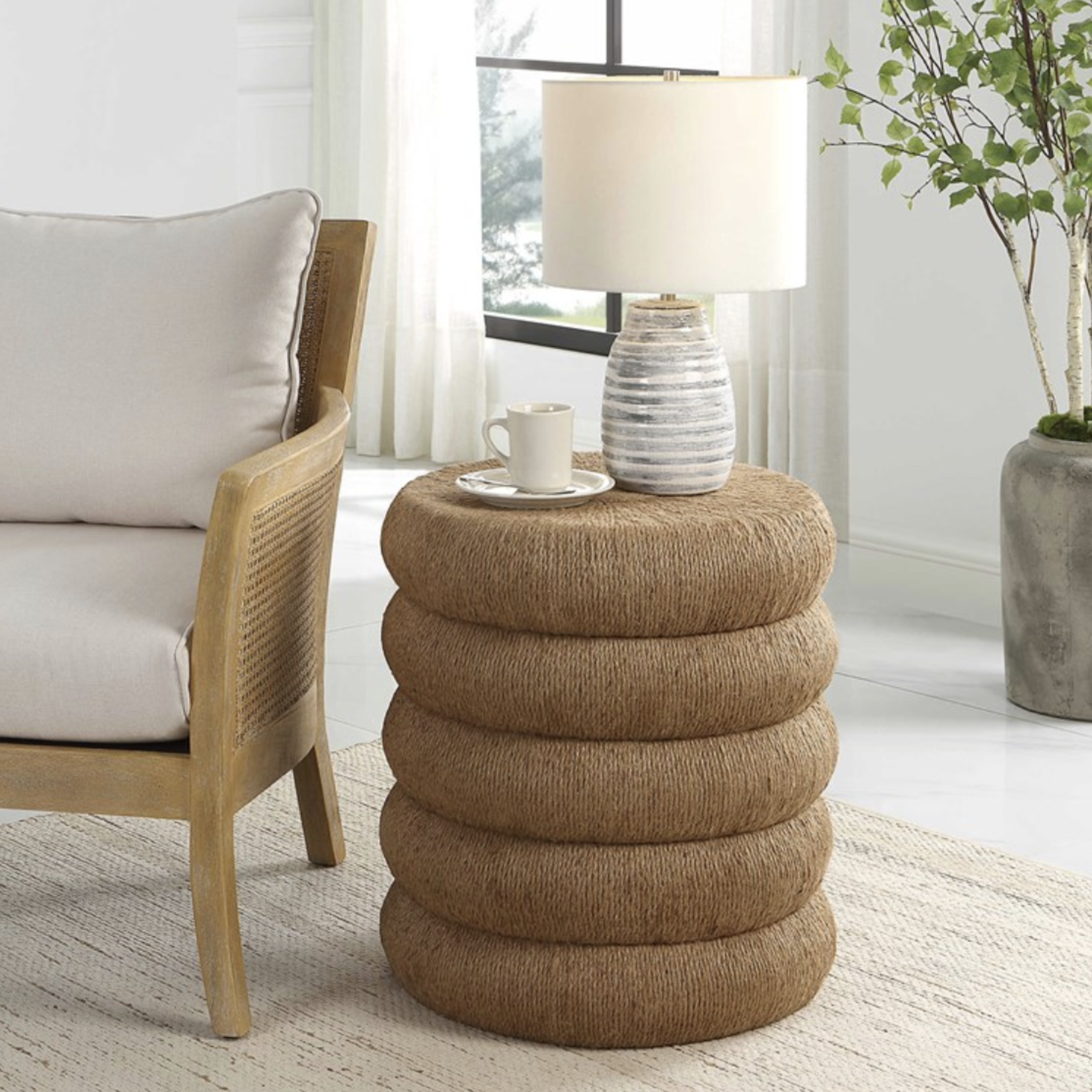 Outside The Box 24x21 Capital Natural Braided Rope Side Table