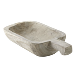 Outside The Box 16" Paulownia Gray Wash Handcrafted Wood Bowl With Handle