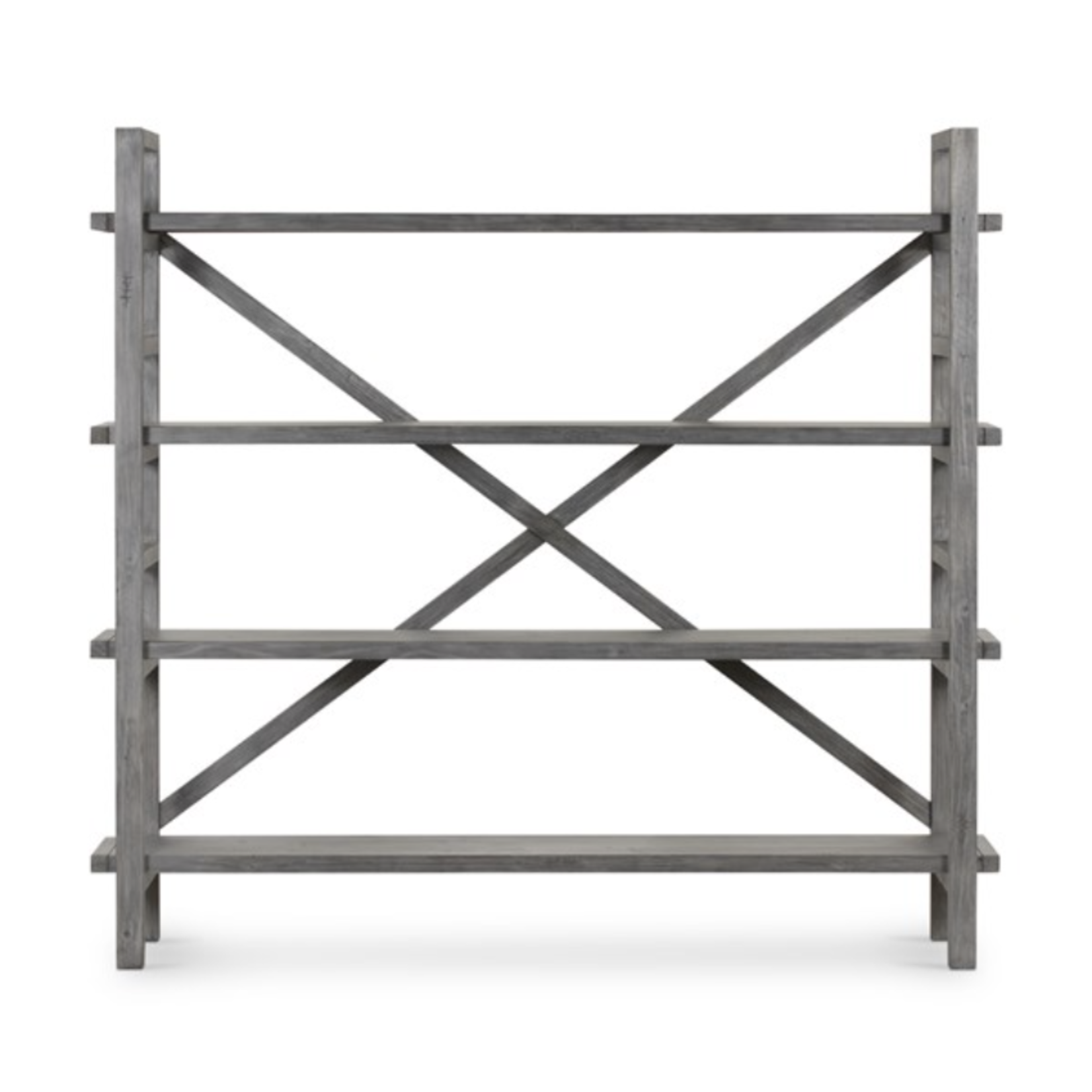 Outside The Box 76x17x70 Toscana Gray Wash Solid Reclaimed Wood Bookshelf