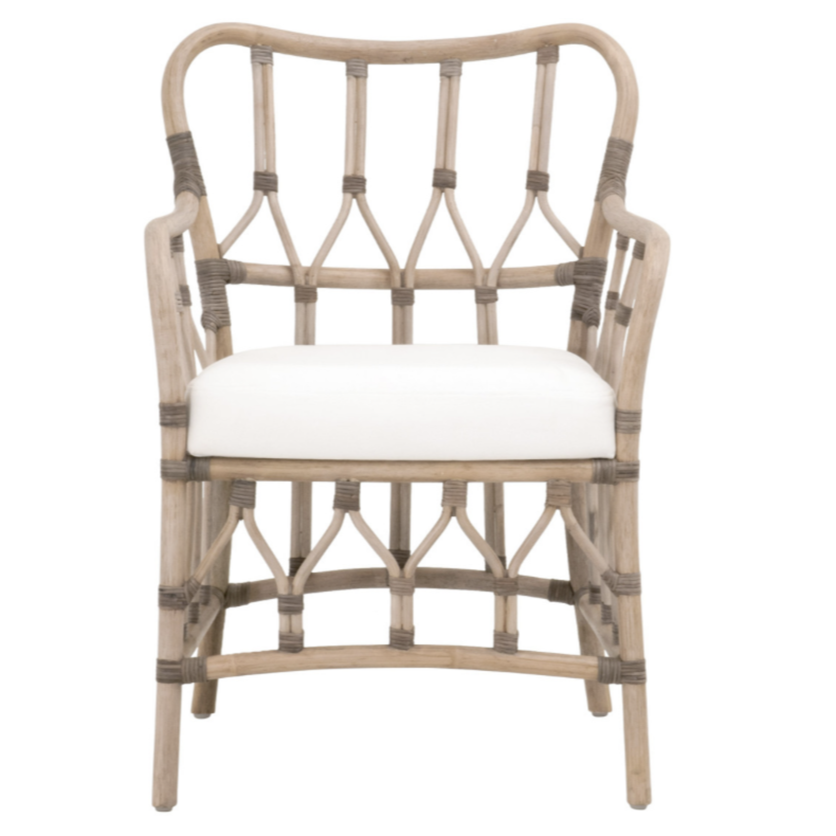 Outside The Box Caprice Matte Gray  Rattan Arm Dining Chair