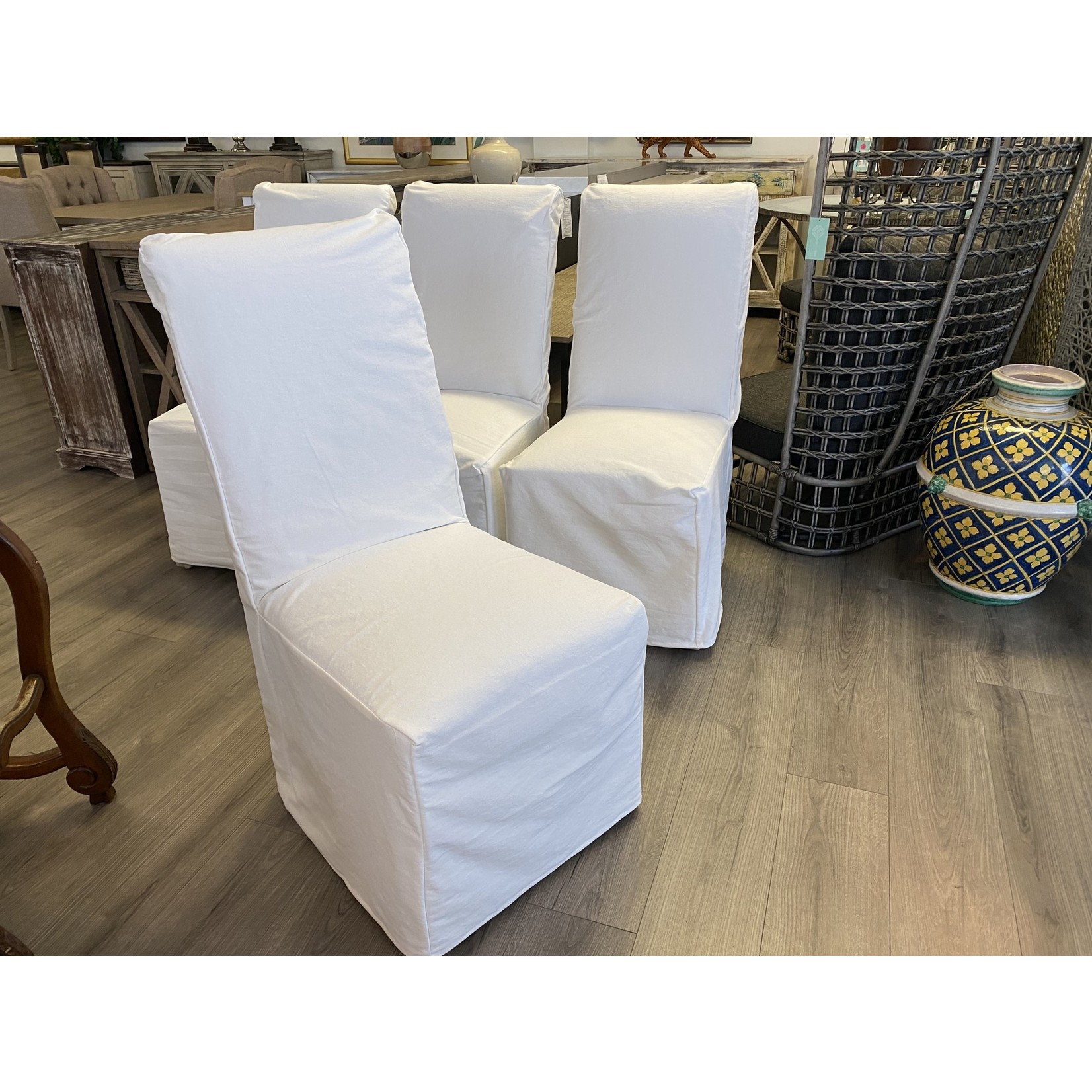 Outside The Box White Performance Fabric Slip Cover Dining Chair SC345