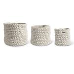Outside The Box 11" Set of 3 Cream Woven 100% Cotton Rope Baskets