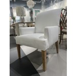 Outside The Box Finch (Custom Colors Available) Chalk White Kid Proof Upholstered Performance Fabric Arm Dining Chair 1094