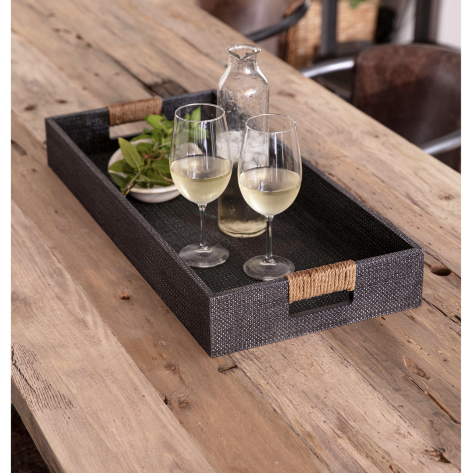Outside The Box 24x11 Regina Andrew Logia Resin Rectangle Tray In Gray