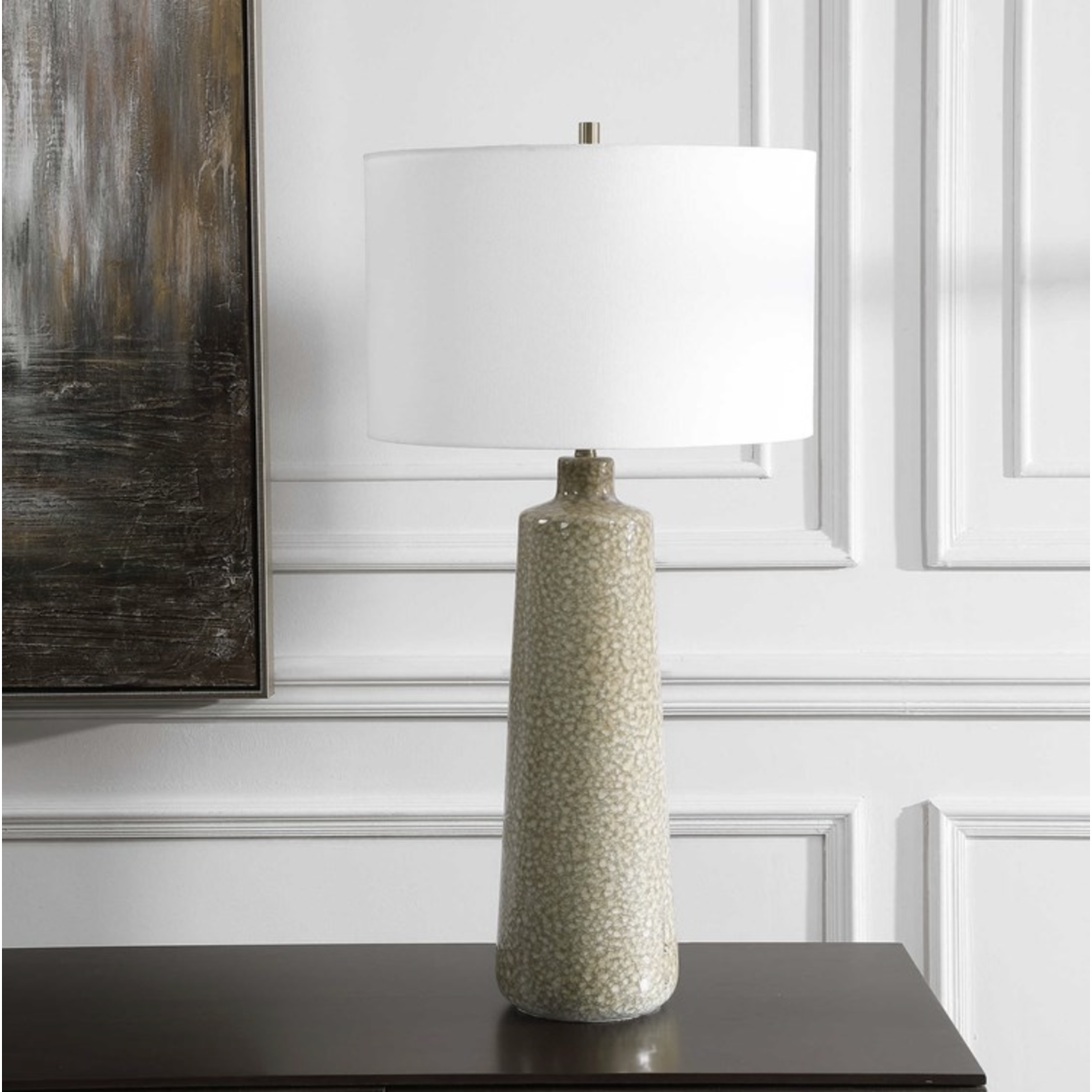 Outside The Box 32" Uttermost Linnie Sage Green & Tan Ceramic Table Lamp