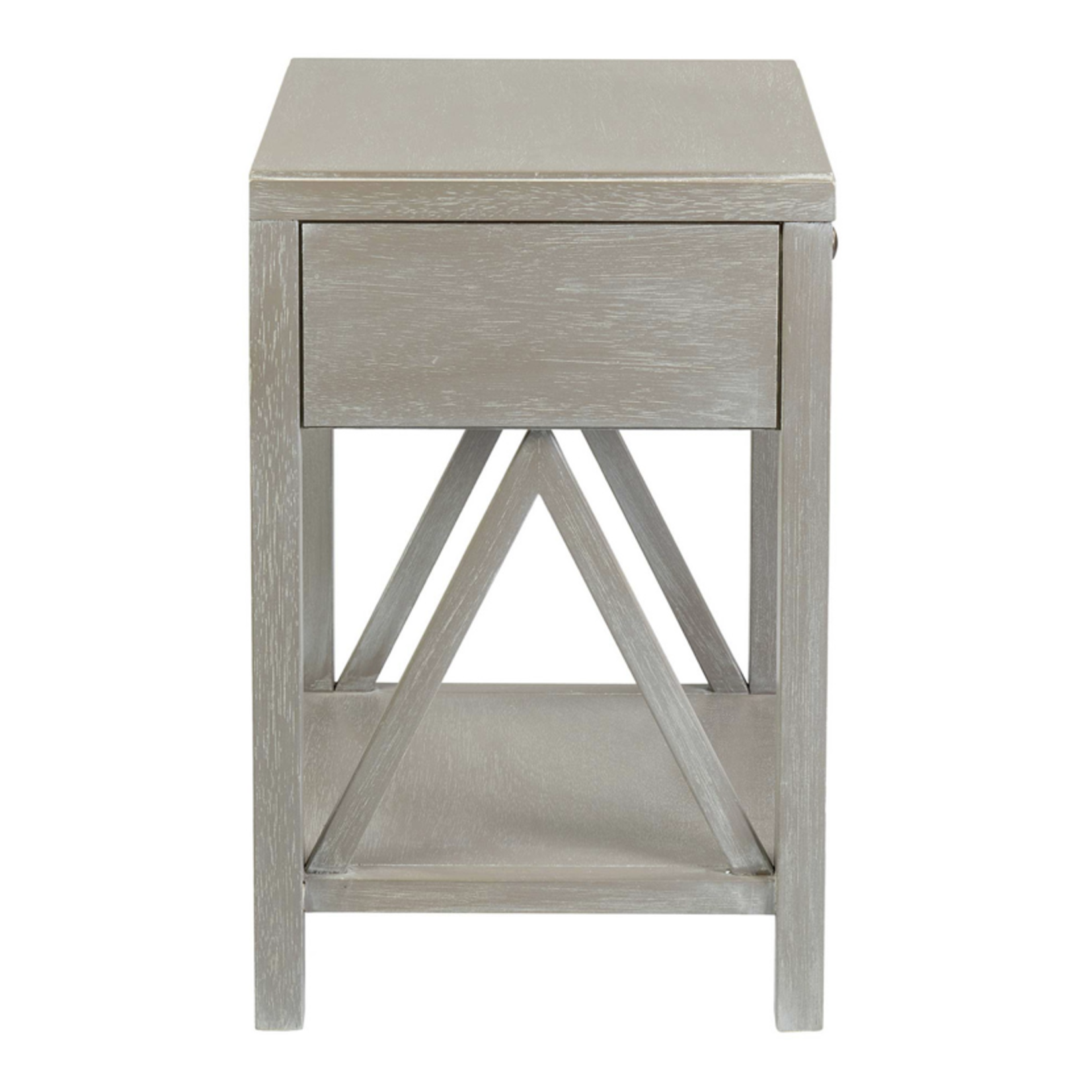 Outside The Box 17x15x23 Auburn Gray Wash Mango Wood 1 Drawer Wooden Accent Side Table