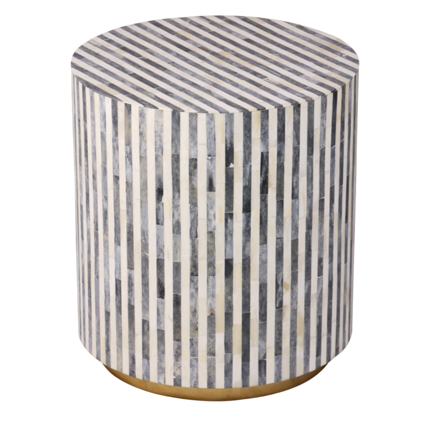 Outside The Box 18x20 Gray & White Bone Inlay Round Accent Table