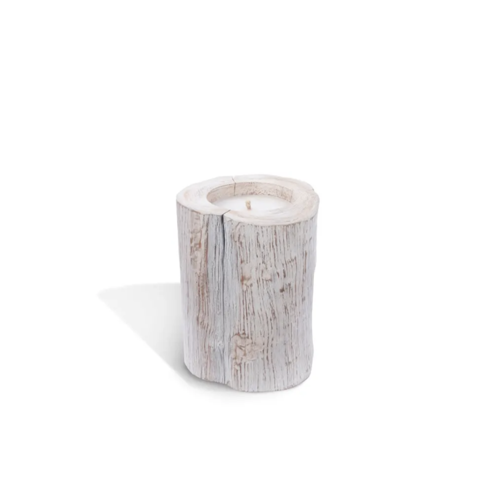 Outside The Box 16" White Washed Natural Teak Candle