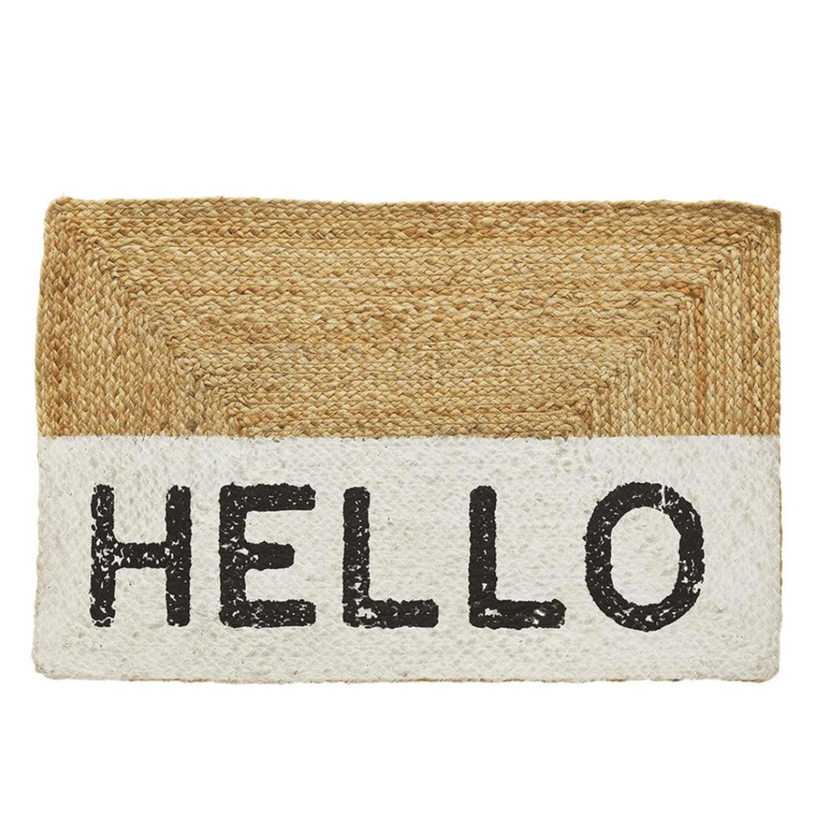 Outside The Box 36x23 "Hello" Braided Jute Doormat