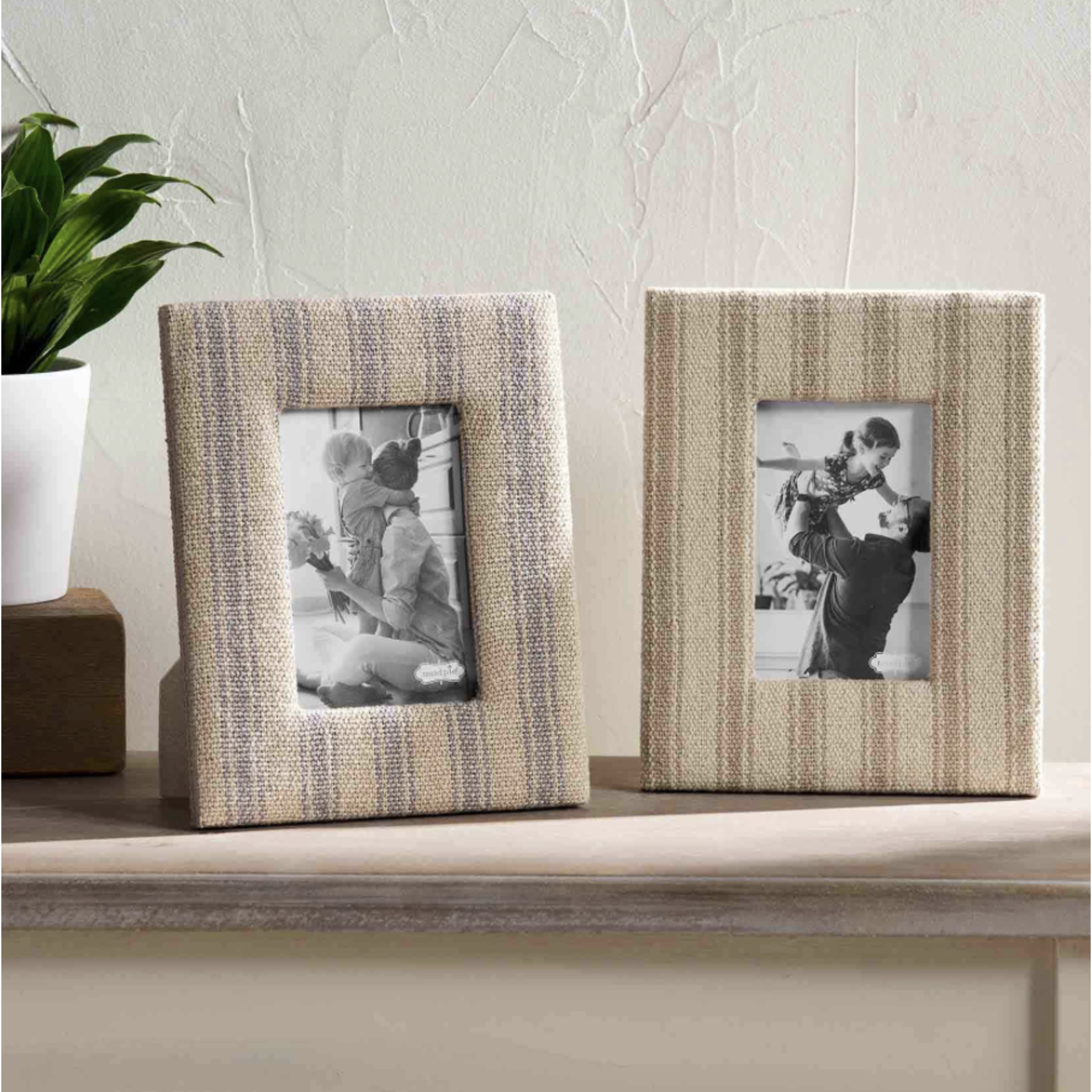 Outside The Box 4x6 Taupe Ticking Cotton Stripe Frame