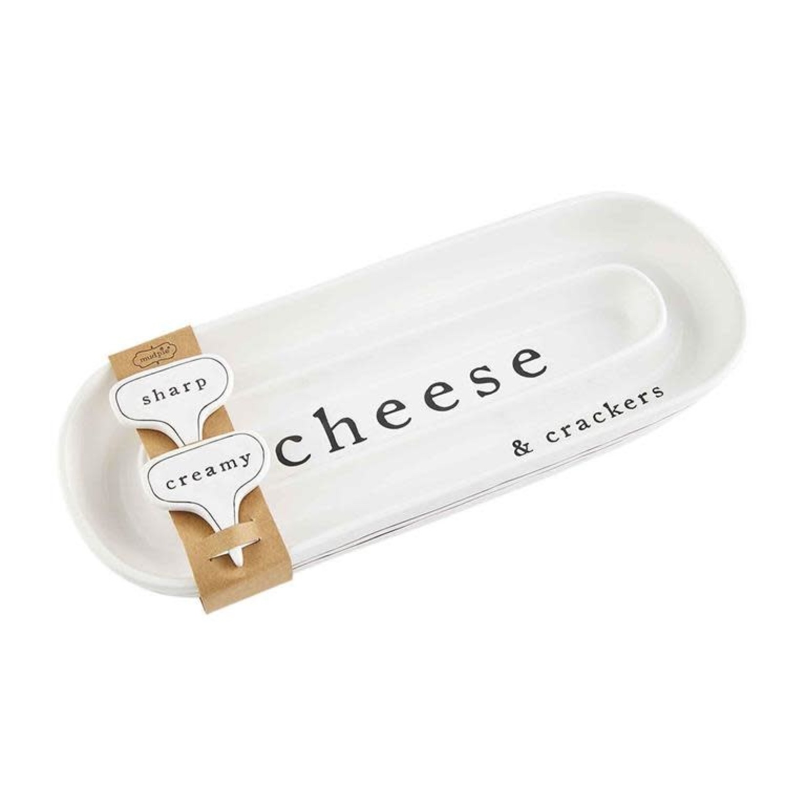 Outside The Box 15x5 "Cheese & Cracker" Ceramic Dish With Markers Set