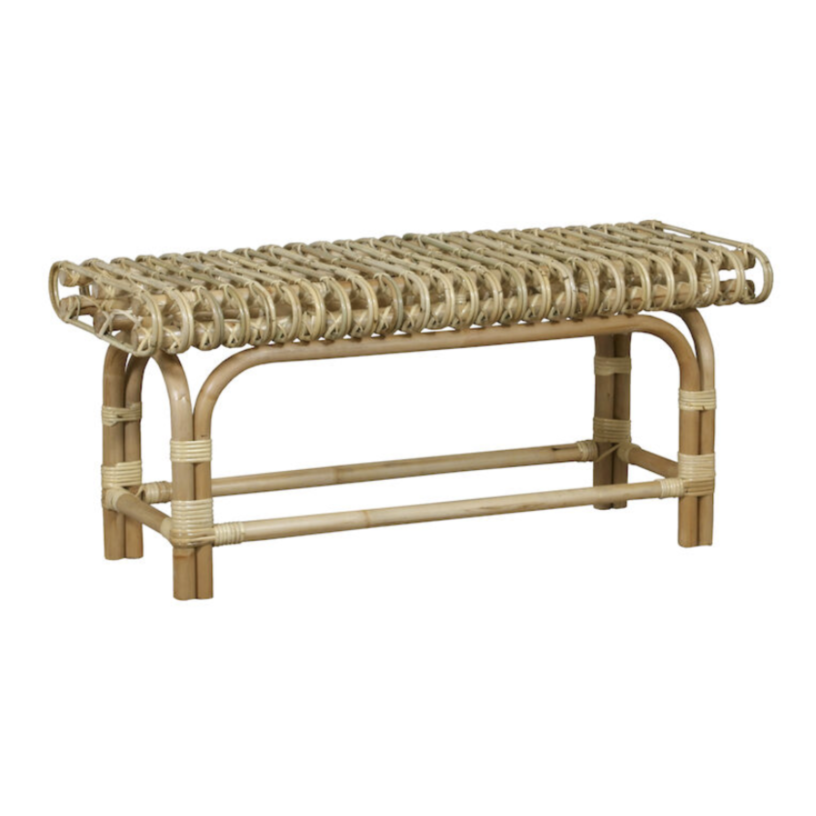 Outside The Box 40x16x19 Rendra Natural Rattan Bench Ottoman