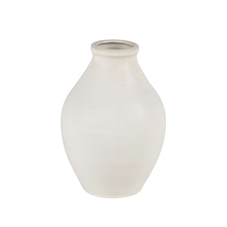 10" Faye White Ceramic Vase Outside the Box Palm Beach