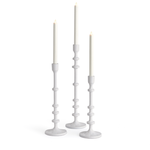 Outside The Box 19", 16" & 13" Set Of 3 Abacus White Taper Candle Holders