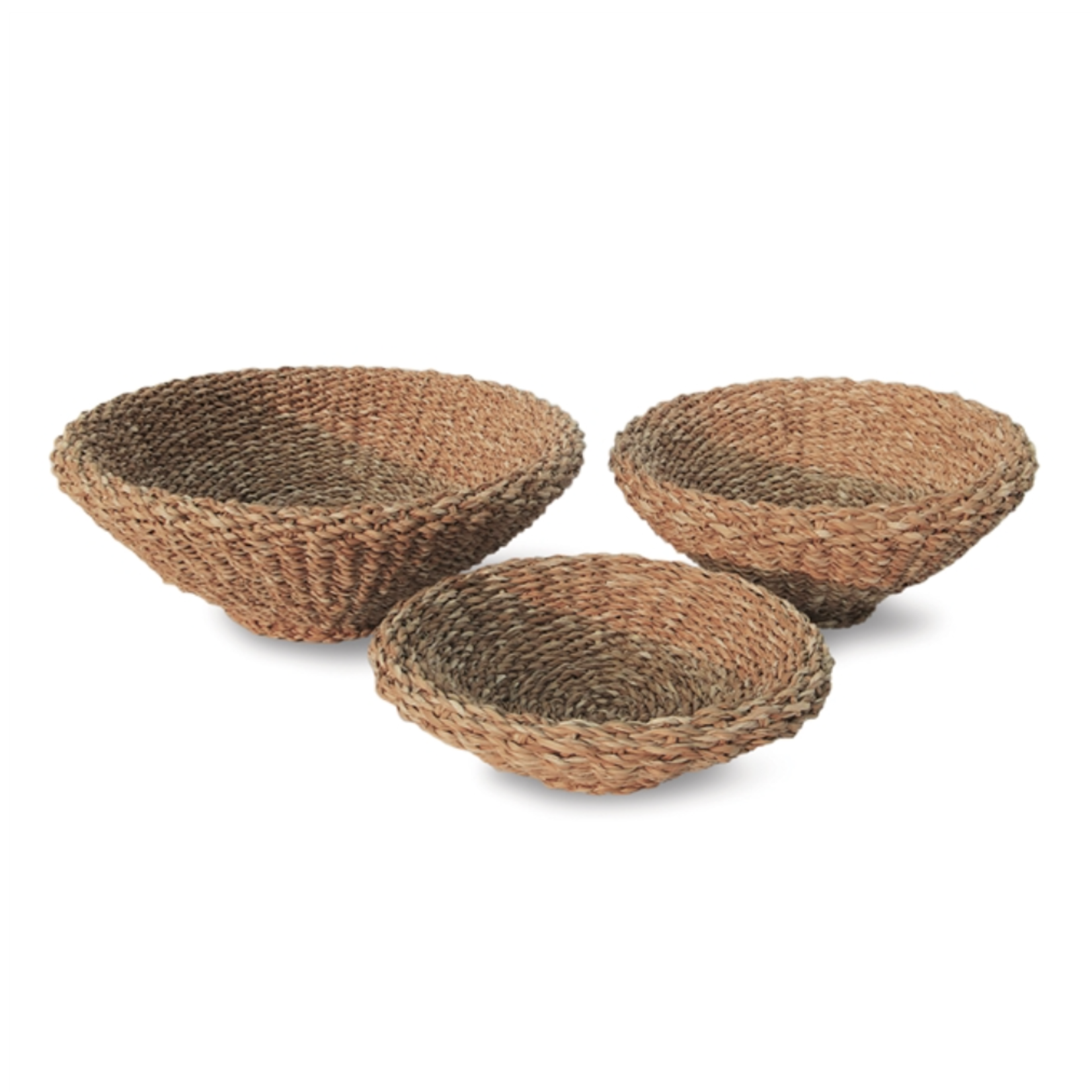 Outside The Box 6", 5" & 4" Set Of 3 Seagrass Shallow Tapered Baskets