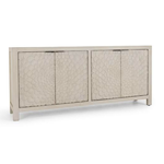 Outside The Box 86x18x38 Astrid White Wash Reclaimed Pine 4 Door Sideboard