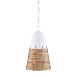 Outside The Box 24" Currey & Company Arundo Natural Rattan & White Glass Pendant