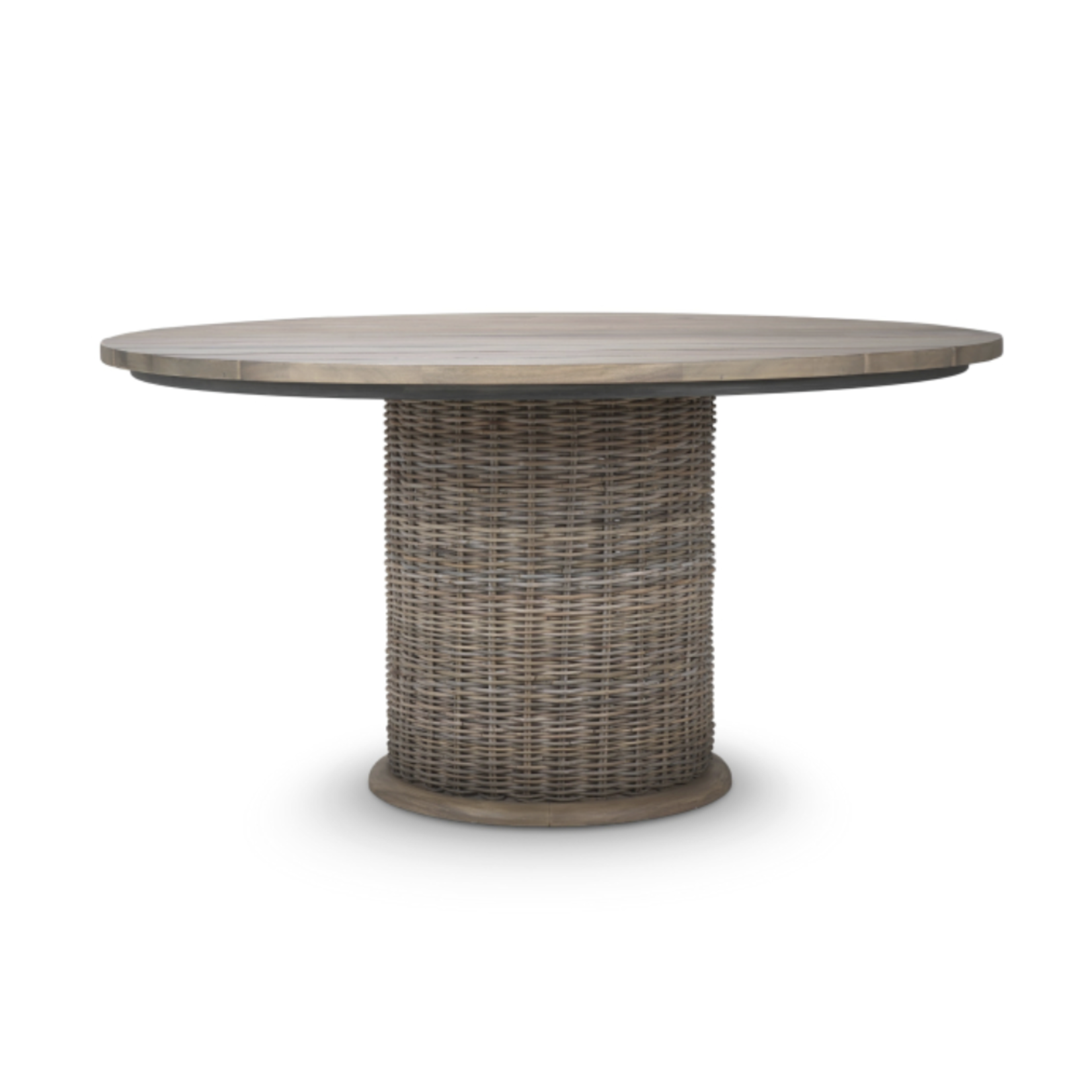 Outside The Box 48" Wilmington Gamalia Mahogany Round Top & Rattan Base Dining Table