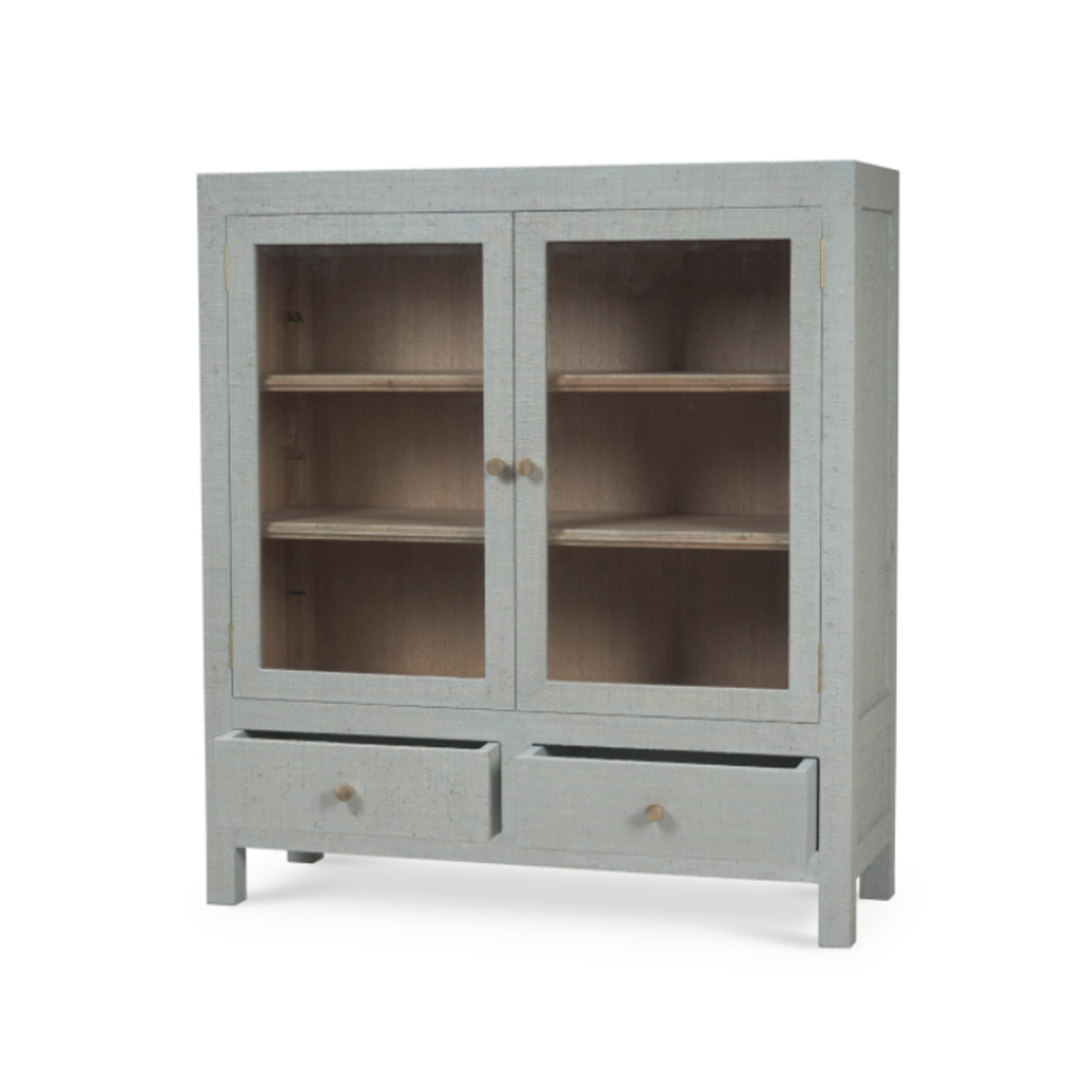 Outside The Box 43x16x48 Kagu Pale  Blue Wash Raffia 2 Door Sideboard - RFPB
