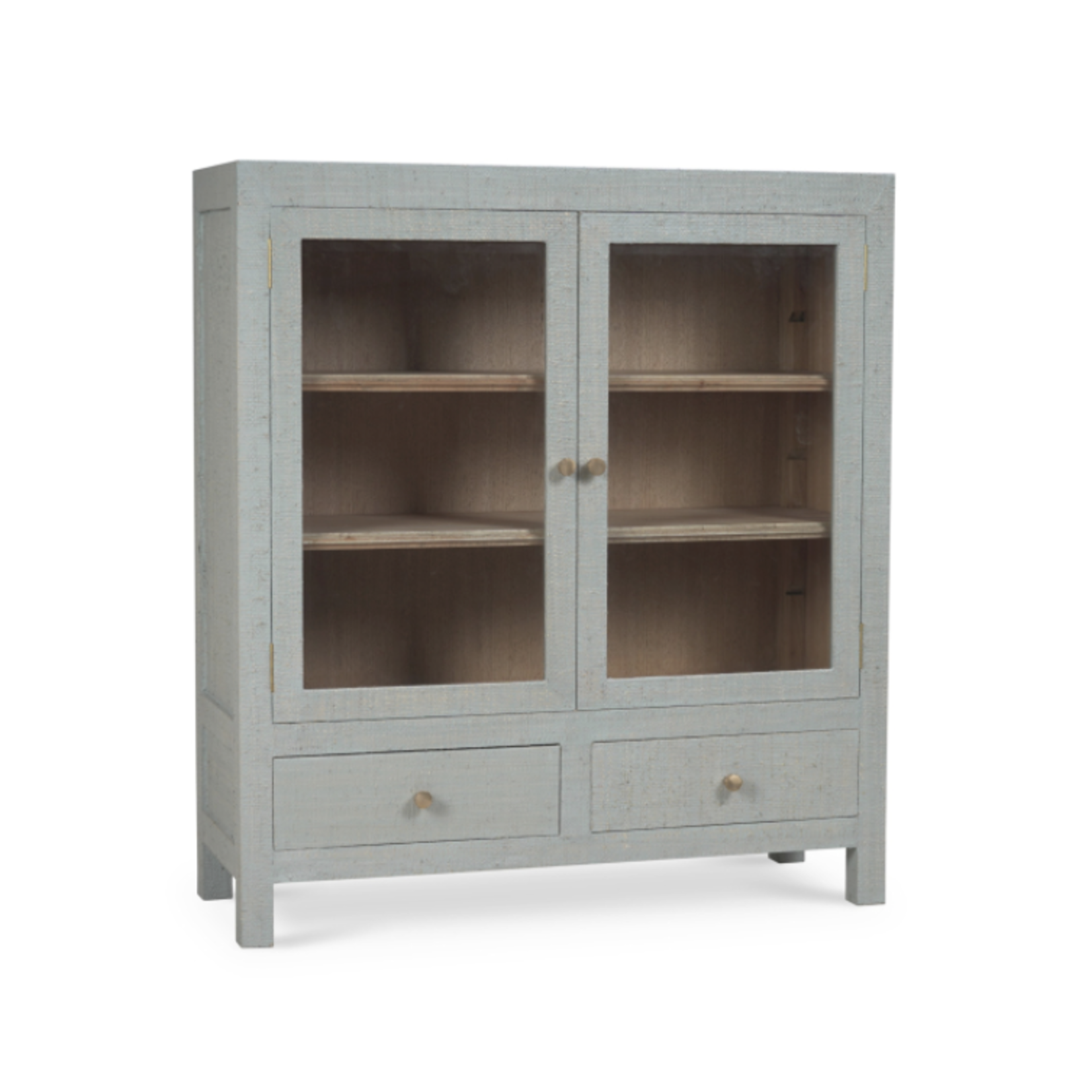 Outside The Box 43x16x48 Kagu Pale  Blue Wash Raffia 2 Door Sideboard - RFPB