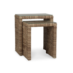 Outside The Box 24x16x27 Set Of 2 Tuscan Rush Nesting Tables With Glass