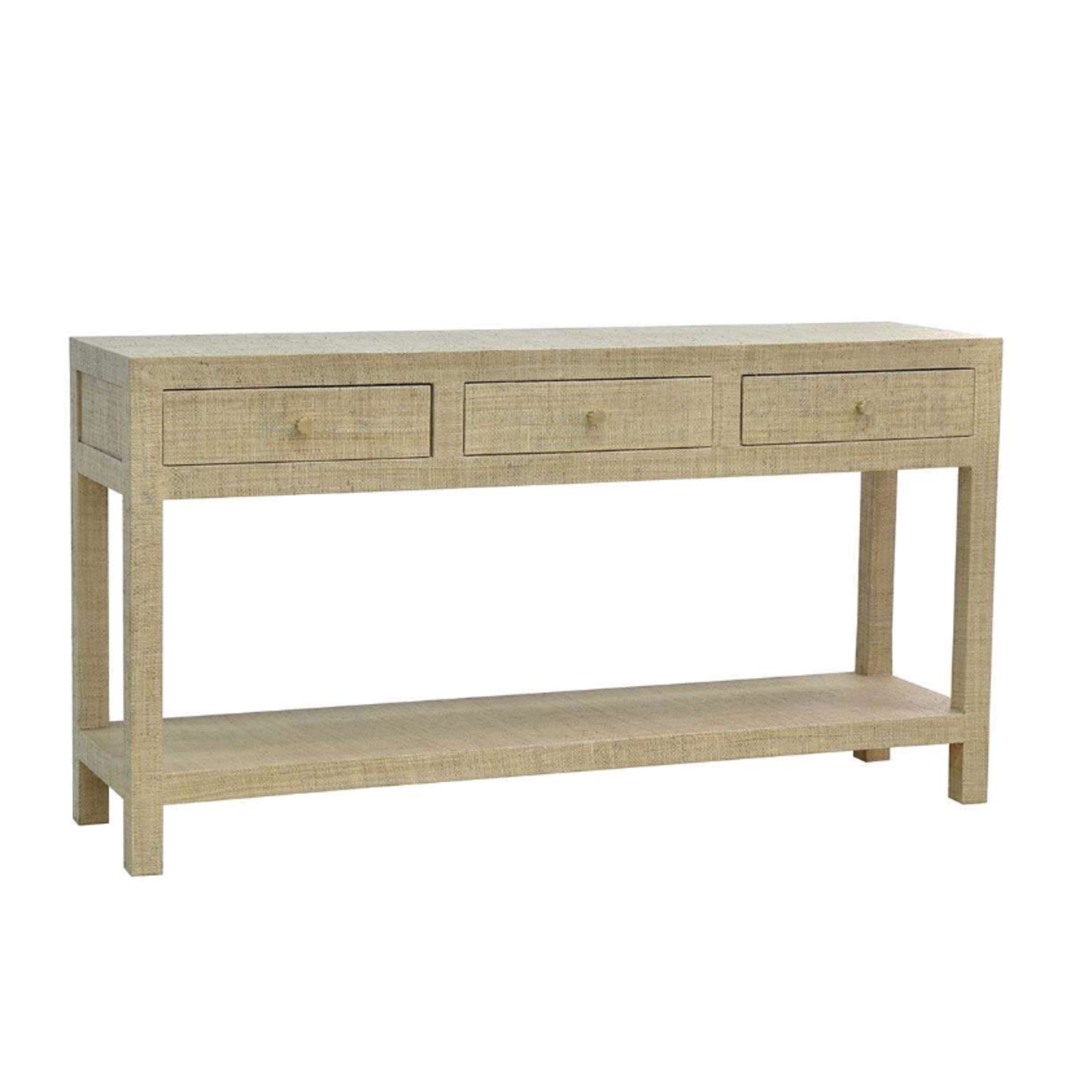 Outside The Box 60x16x32 Kagu Natural Raffia 3 Drawer Console Table - RFRW