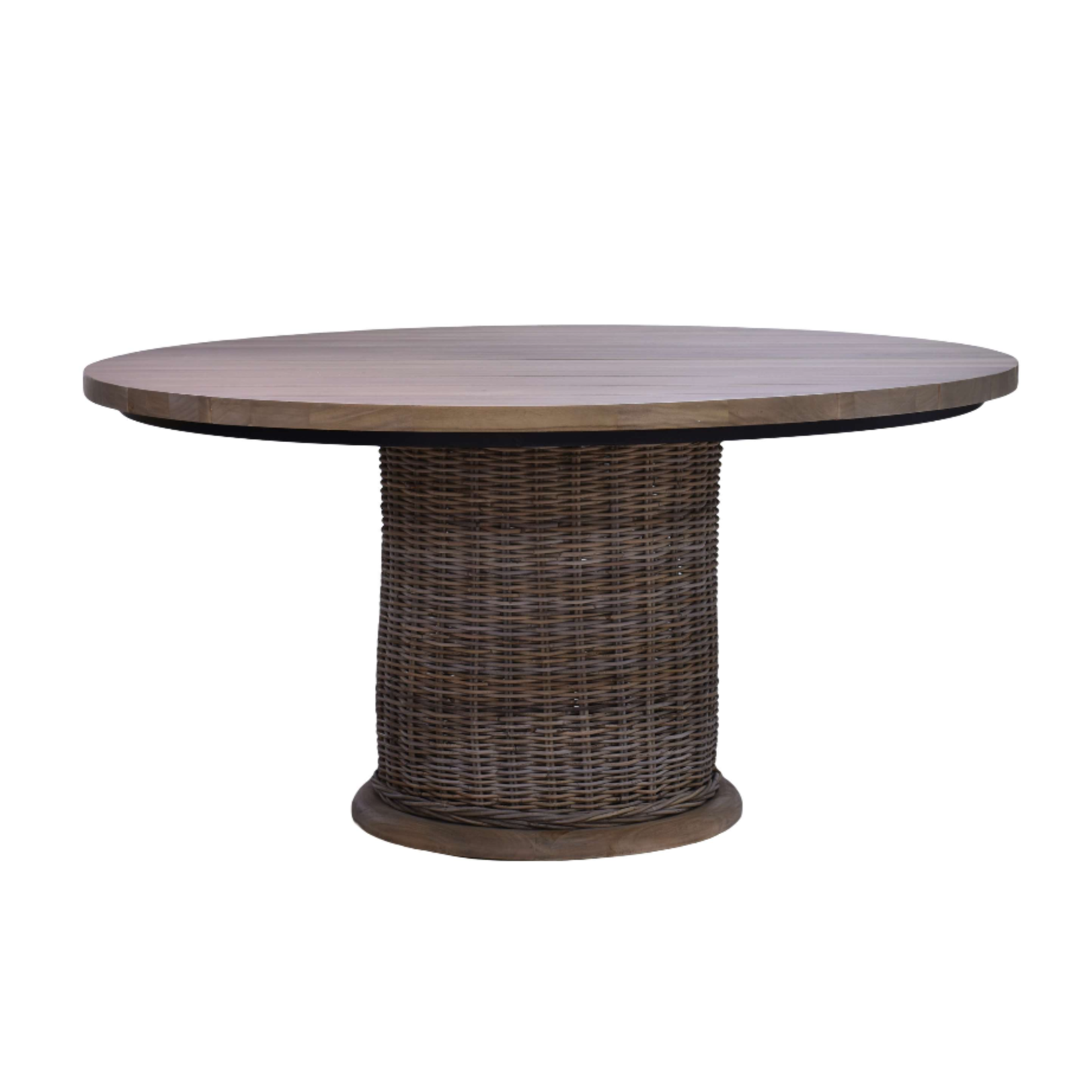 Outside The Box 60" Draw Mahogany & Rattan Round Dining Table