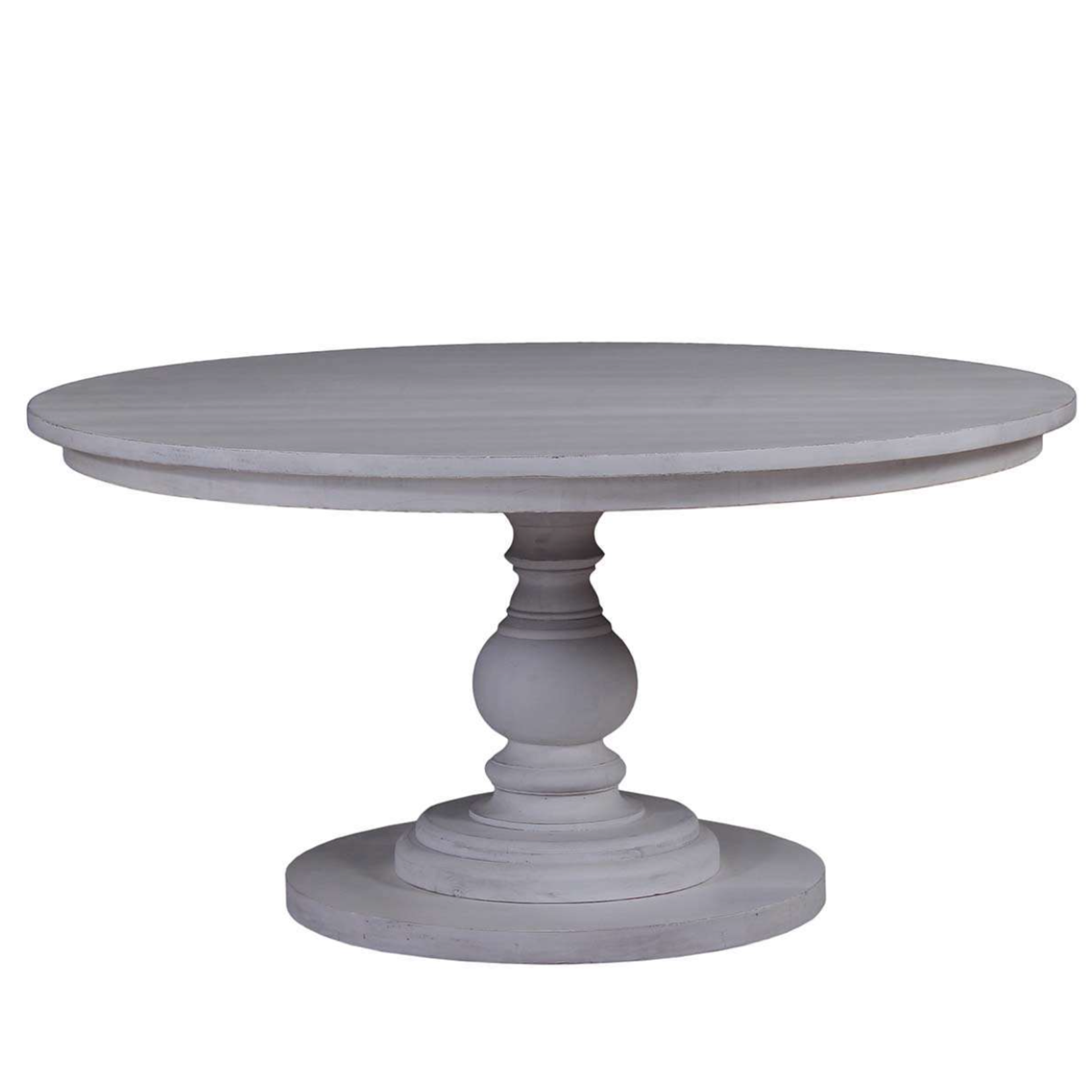 Outside The Box 60" Goucho Mahogany Round Trestle Dining Table In Weathered White