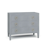 Outside The Box 42x20x36 Morning Pale Blue Linen Wrapped Mahogany 3 Drawer Dresser