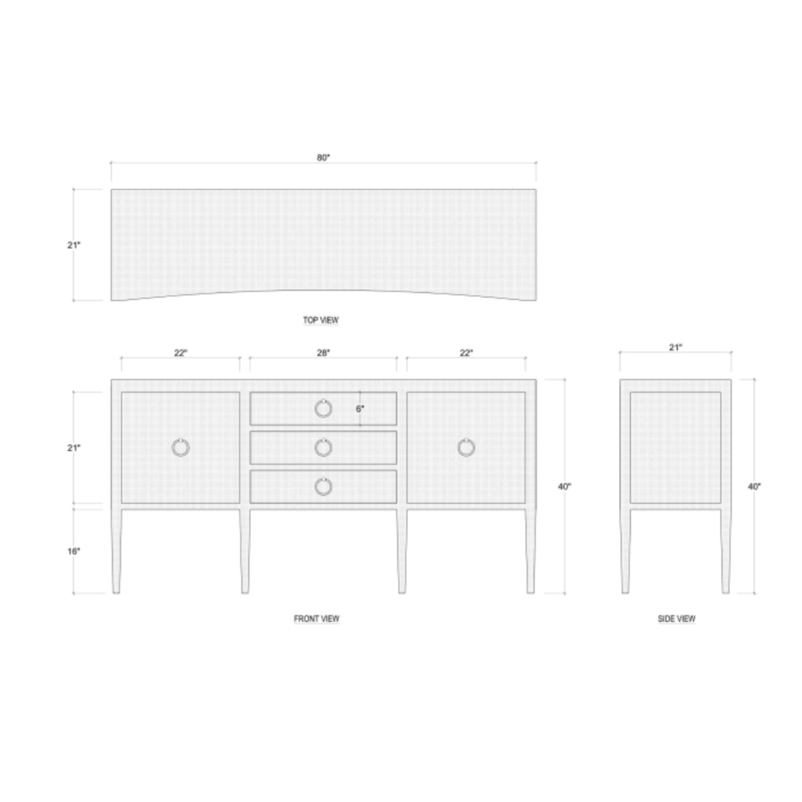 Outside The Box 80x21x40 Westminster Concave Linen Wrapped Sideboard In Pale Blue - FPBE