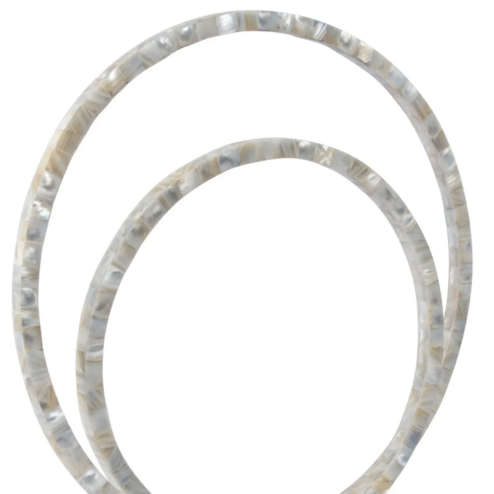 Outside The Box 16" Natural Oyster Shell Rings Sculpture On Stand