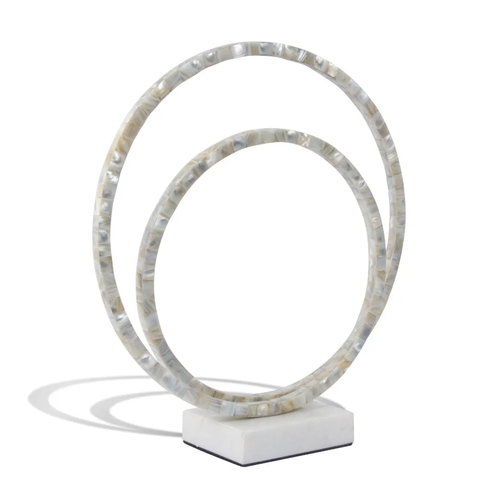 Outside The Box 16" Natural Oyster Shell Rings Sculpture On Stand