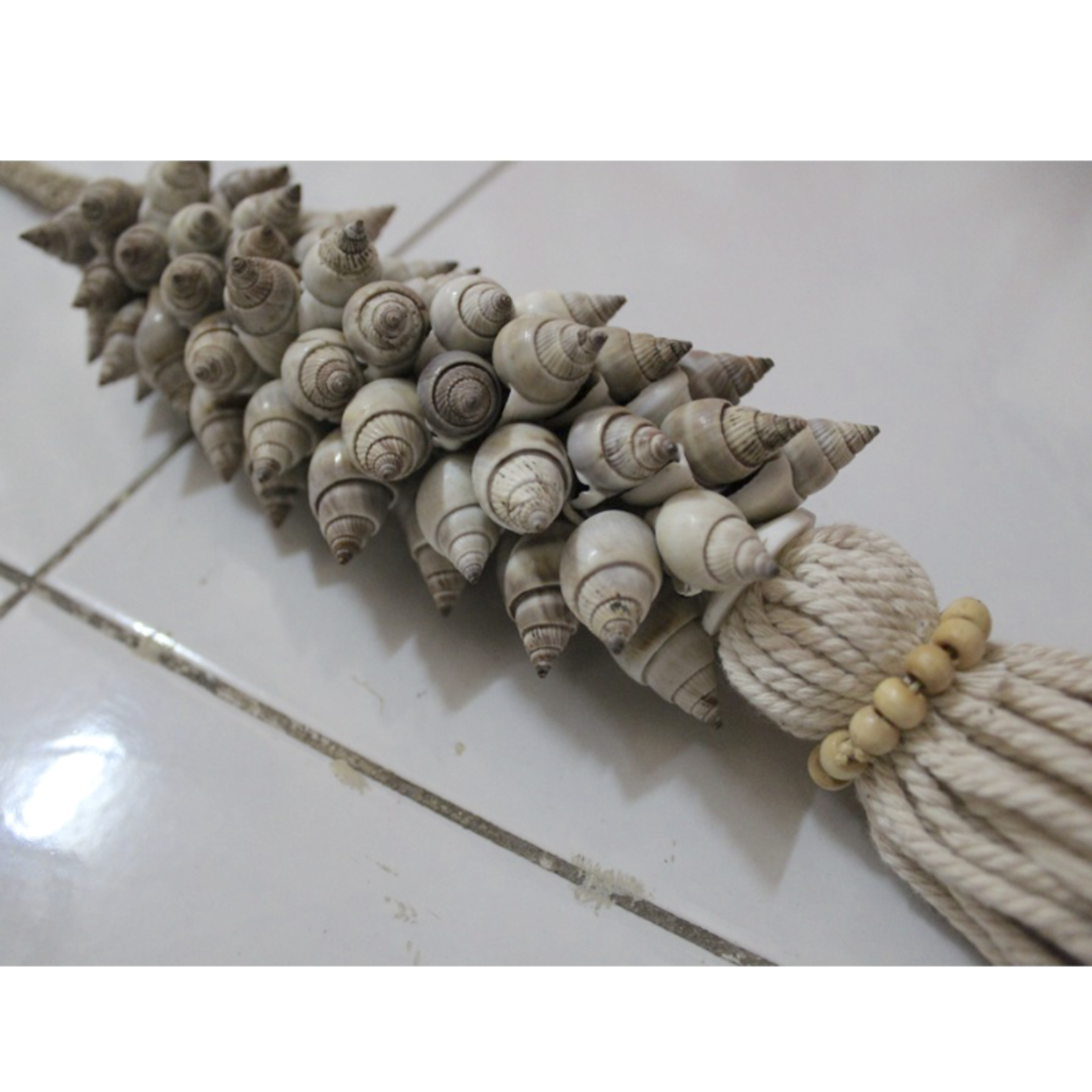 Outside The Box 29" Handcrafted Natural Cypraea Annulus Shell Tassel