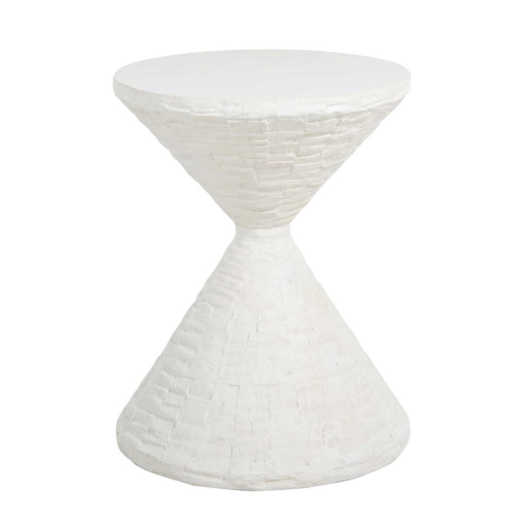 Outside The Box 25" Lindy White Hourglass Cast Stone Side Table